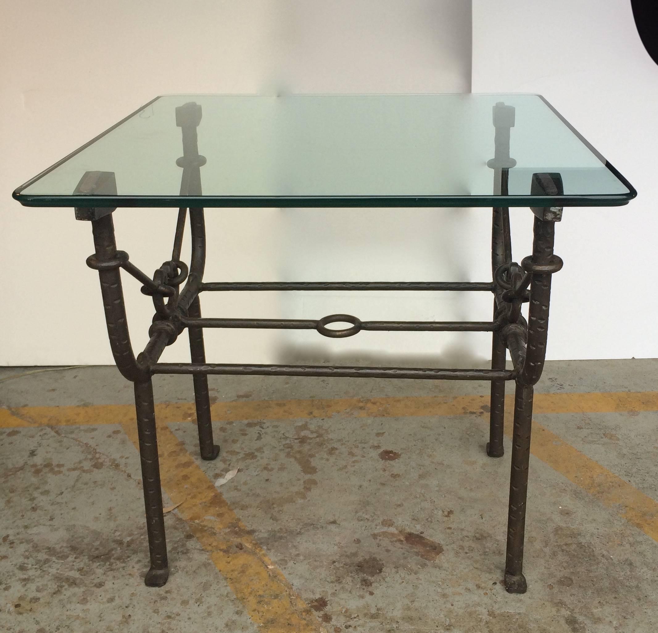 Side Table (After Diego Giacommetti)
circa 1980
Cast metal base, bevelled glass top
Approx 28 x 28 x 28 inches
Excellent condition