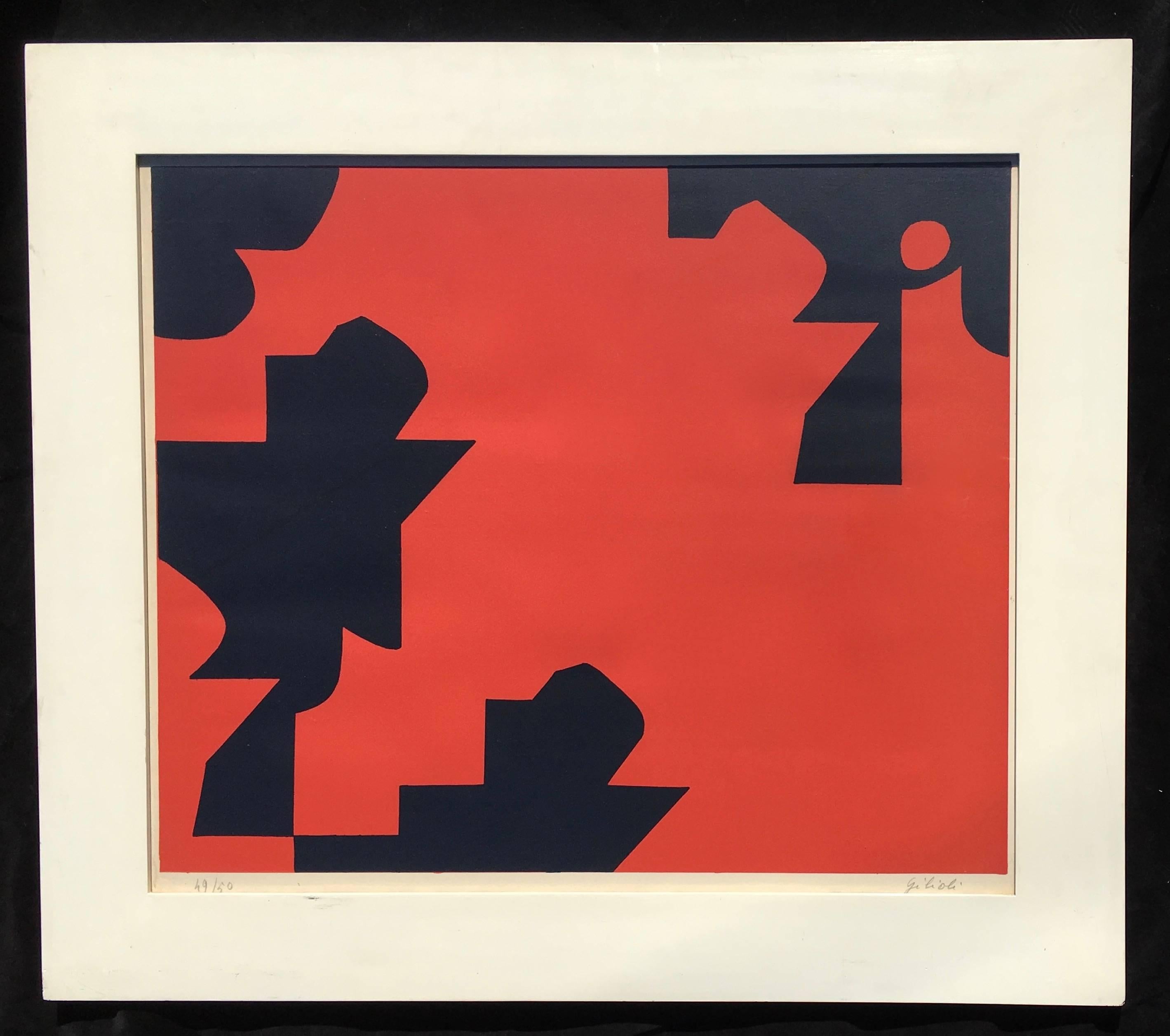 Emile Gilioli
Untitled abstraction,
circa 1970.
Lithograph on paper.
Image 19 1/4 x 23 1/4 inches.
Frame 26 x 30 inches.
Excellent condition.
Original frame.

Emile Gilioli (1911-1977) is a noted French sculptor of the post war period,