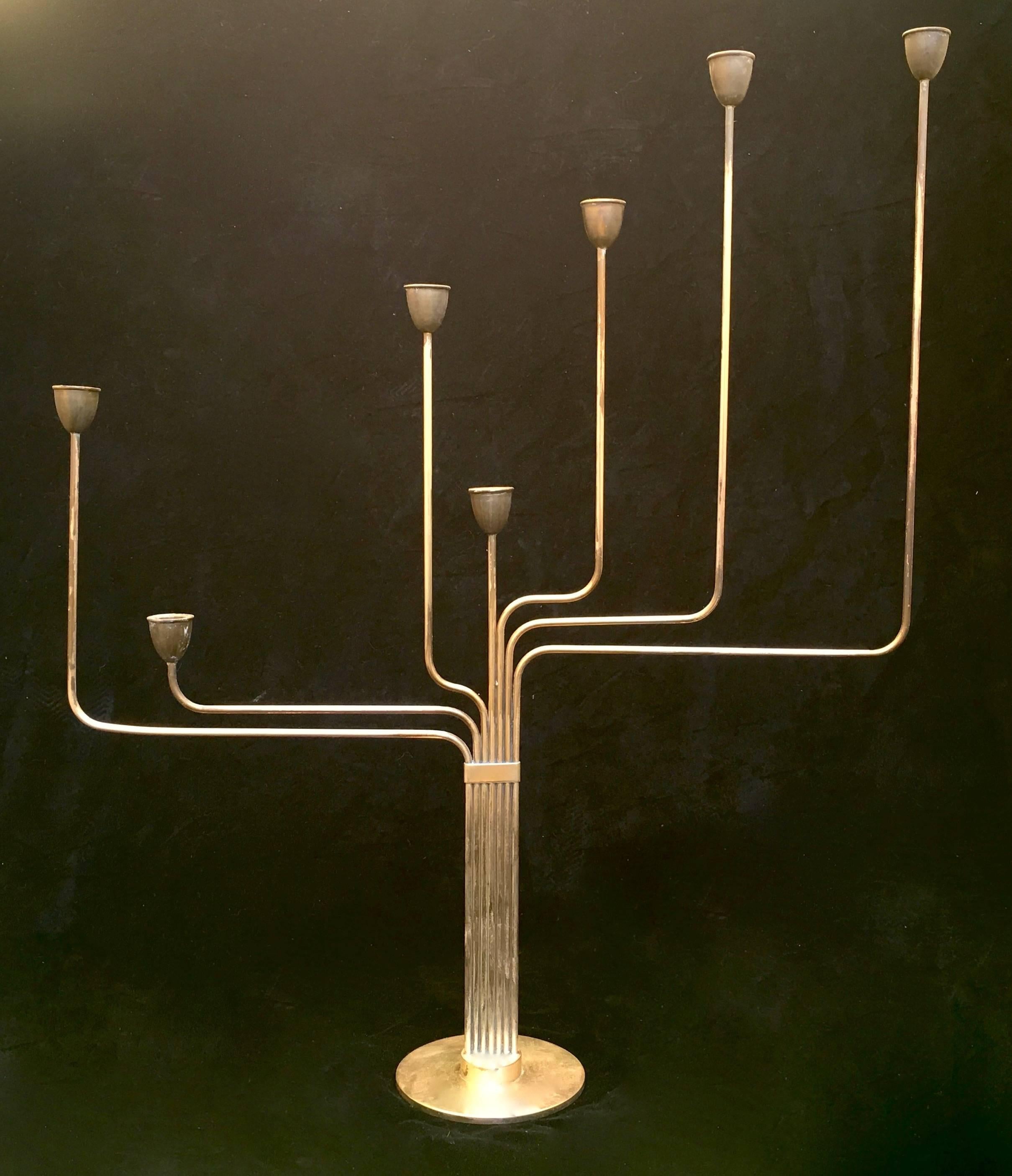 Gunnar Ander (attributed)
Art Deco Candelabra
Sweden
circa 1950
Manufactured by Ystad Metall
26 x 21 x 5 inches