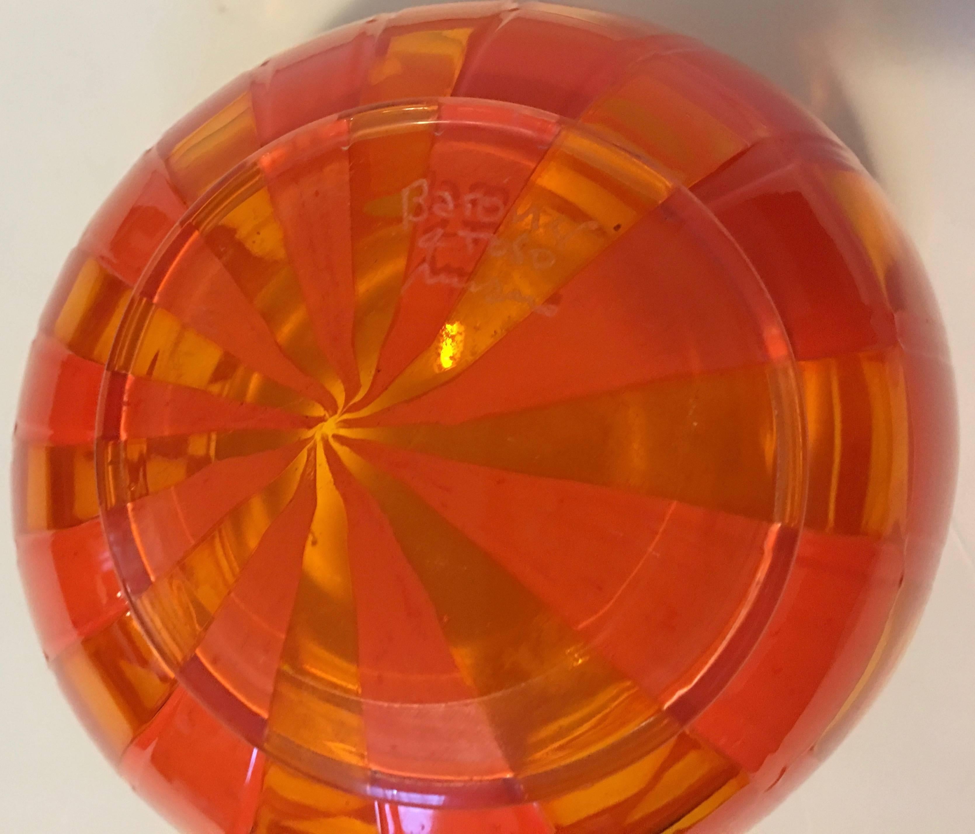Mid-20th Century Barovier and Toso Amber Glass Bowl with Orange Patchwork For Sale