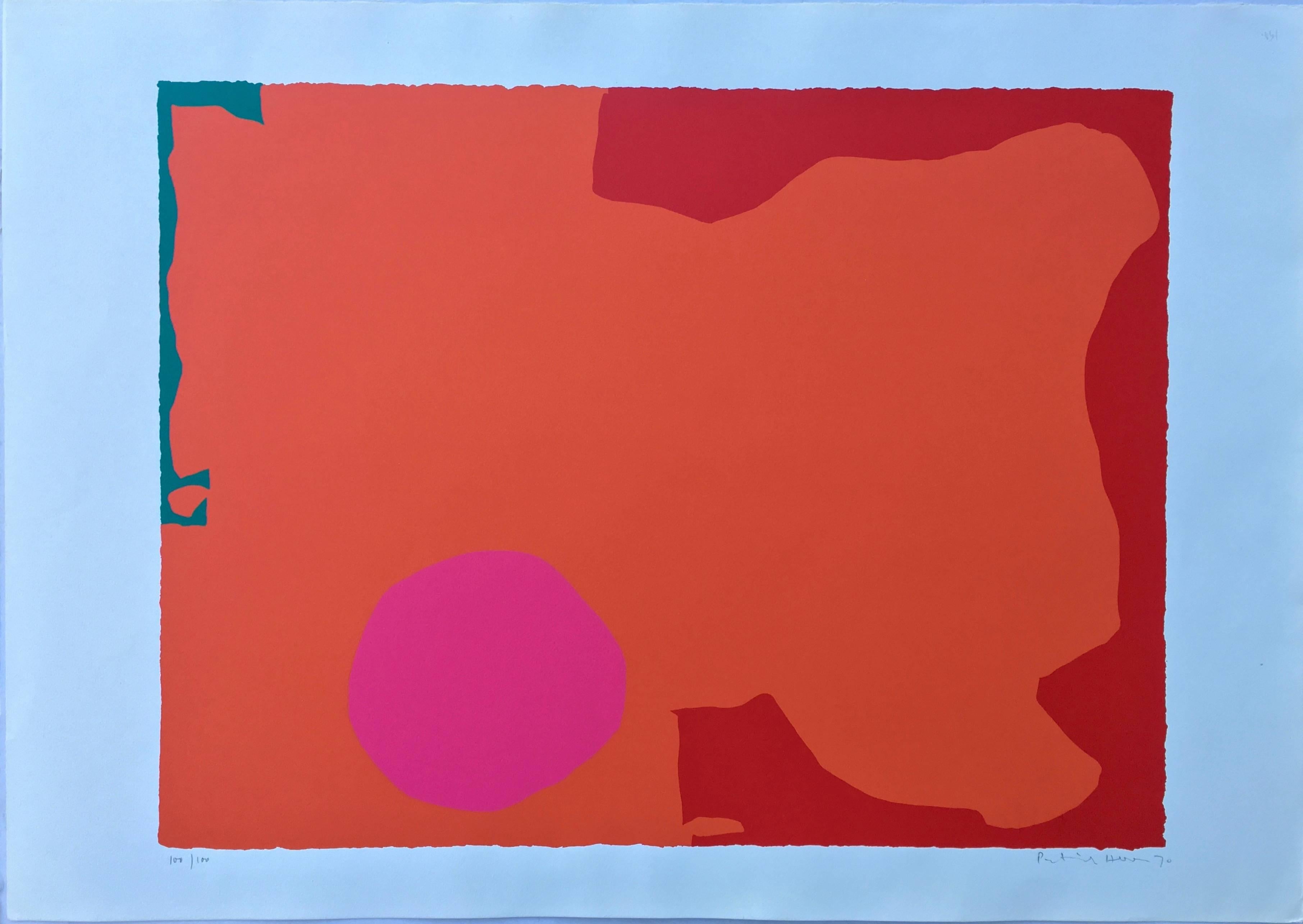 Patrick Heron.
Magenta disc, red edge
1970.
Screen print on paper.
Measures: 29 3/4 x 41 7/8.

Patrick Heron (1920-1999) was an abstract painter, printmaker and writer working in Cornwall, Great Britain.