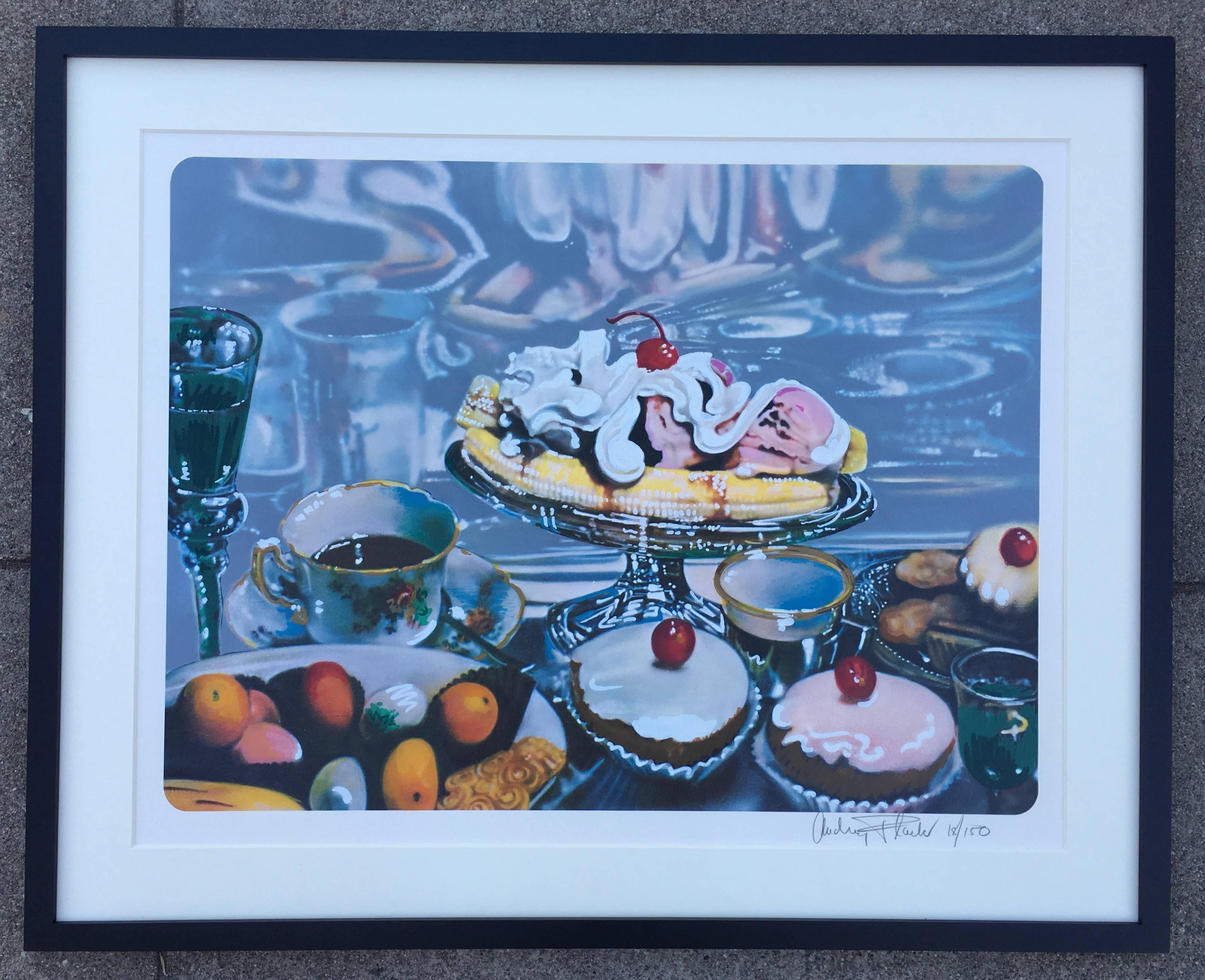 American Audrey Flack, Banana Sundae, 1980 Photorealist Screenprint For Sale