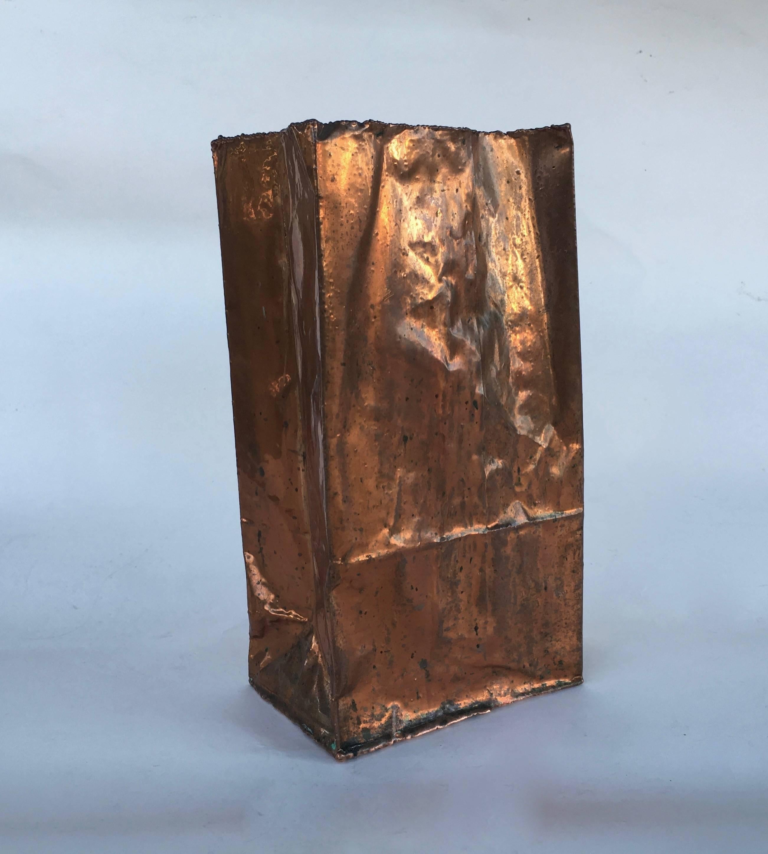 American Kelley Wearstler Trompe L'oeil Bronze Sculpture of a Paper Bag For Sale