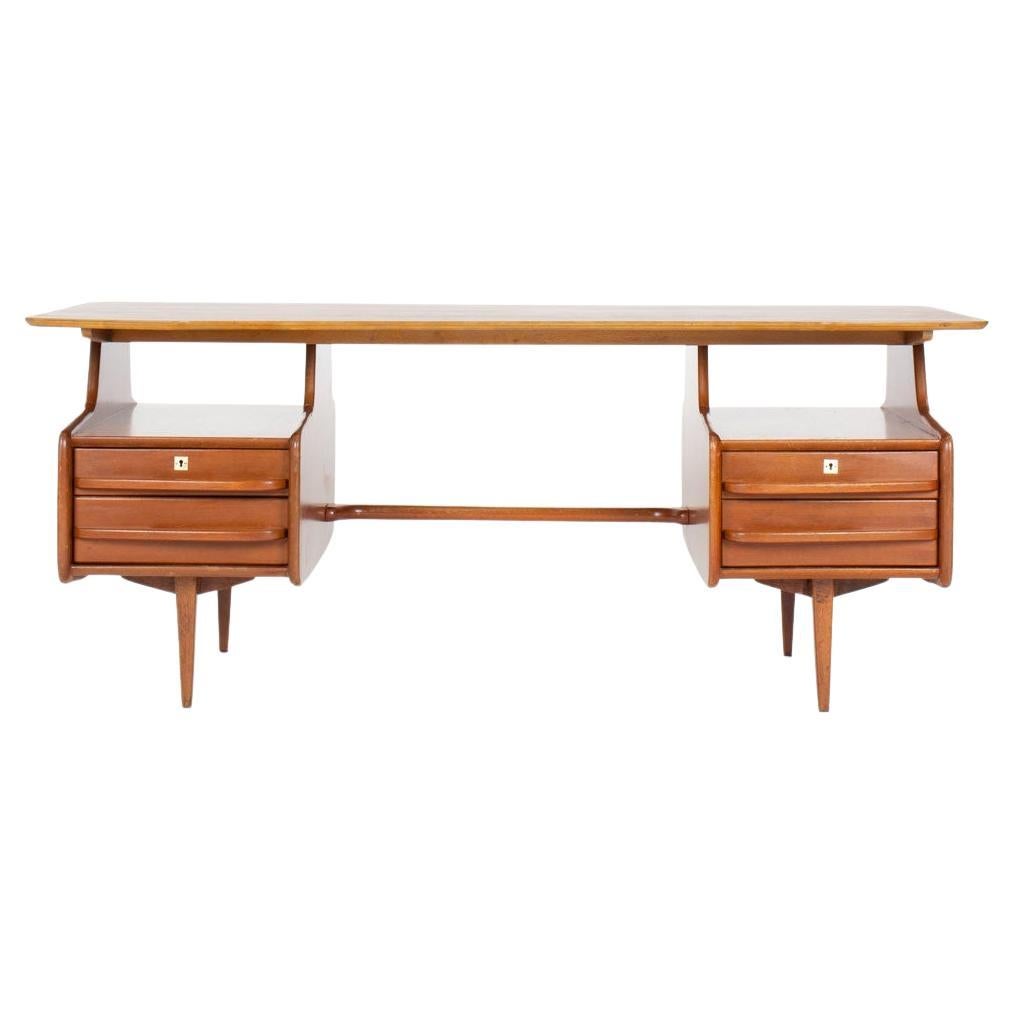 Jacques Hauville Executive Desk in Mahogany, 1950s – Bema Edition For Sale