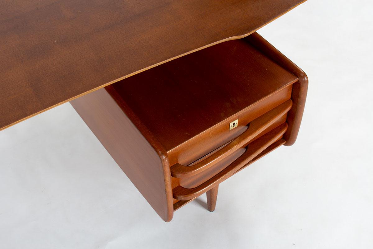 Jacques Hauville Executive Desk in Mahogany, 1950s – Bema Edition For Sale 7