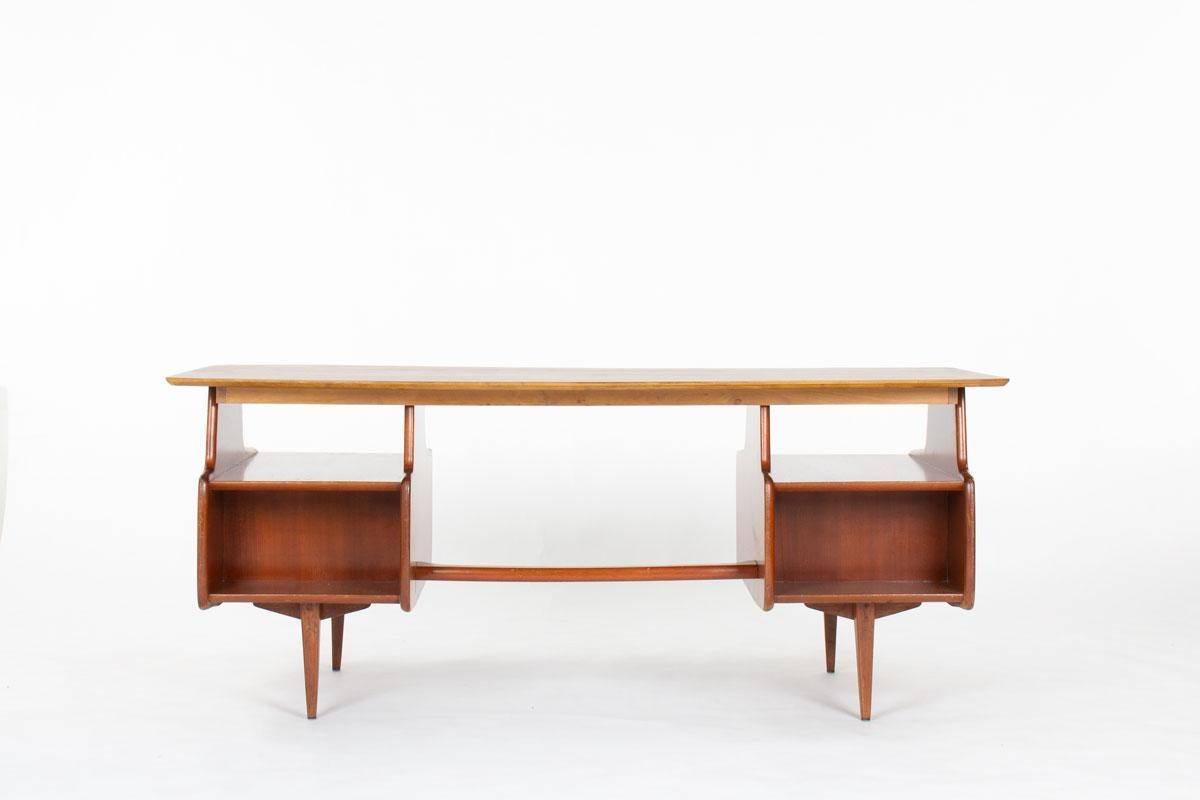 Jacques Hauville Executive Desk in Mahogany, 1950s – Bema Edition In Good Condition For Sale In JASSANS-RIOTTIER, FR