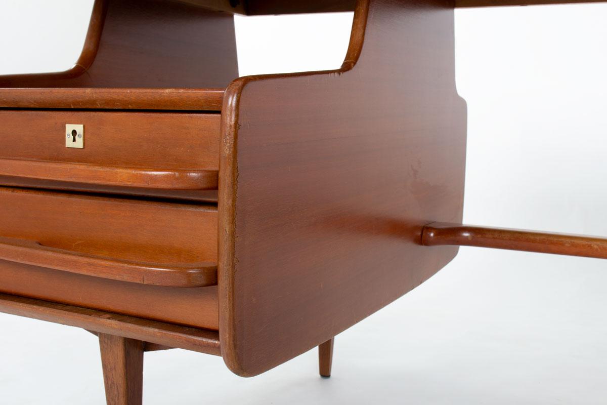 Jacques Hauville Executive Desk in Mahogany, 1950s – Bema Edition For Sale 6