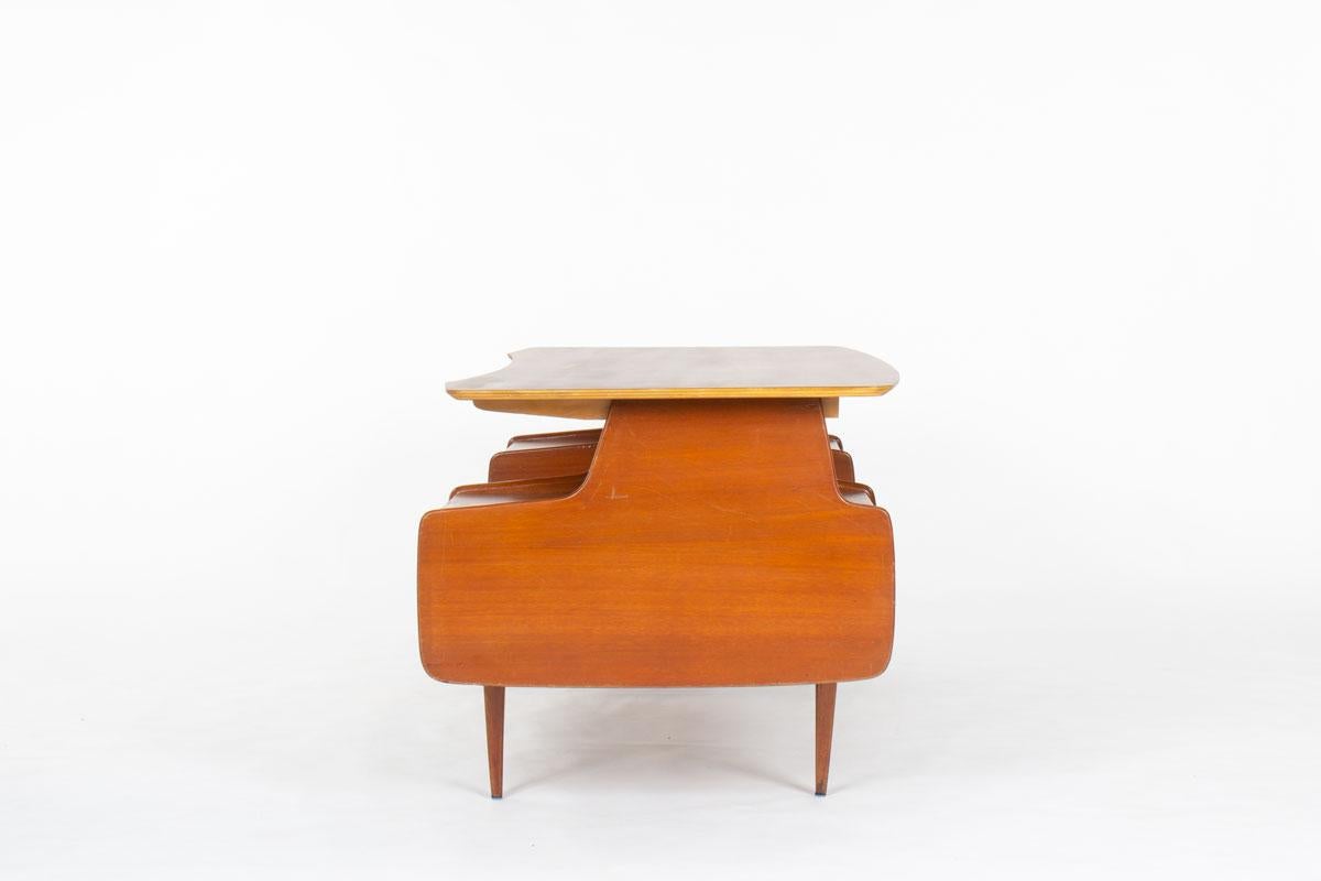 French Jacques Hauville Executive Desk in Mahogany, 1950s – Bema Edition For Sale