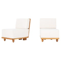 Pair of Guillerme&Chambron Armchairs in Solid Oak, 1950s – Votre Maison Edition