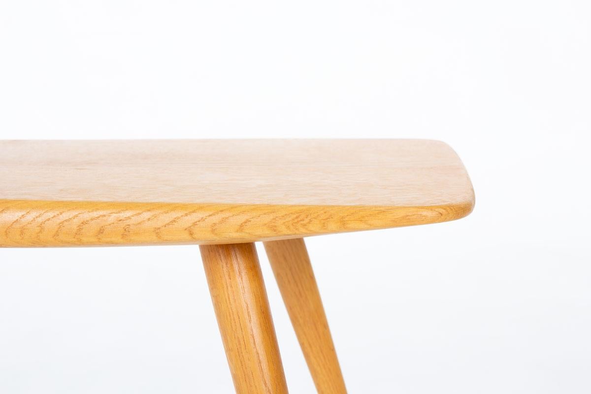 Pierre Cruege Model 44 Tripod Coffee Table in Solid Oak, France, 1950s For Sale 3