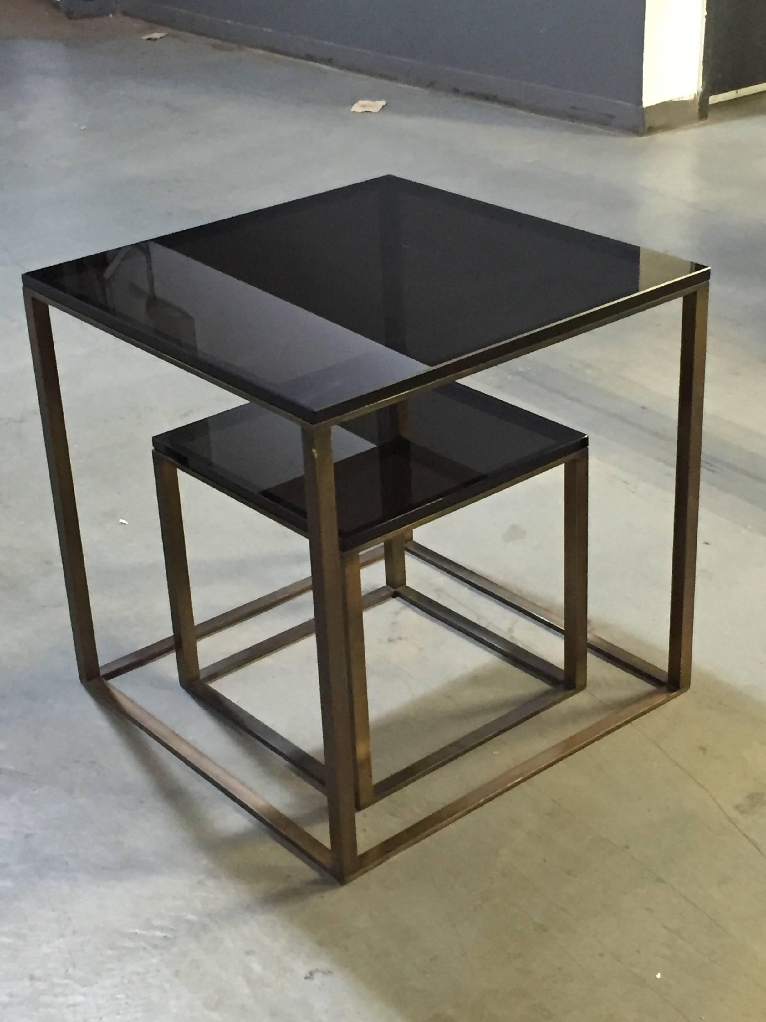 Chic high quality tables in solid flat bar statuary bronze with 3/4