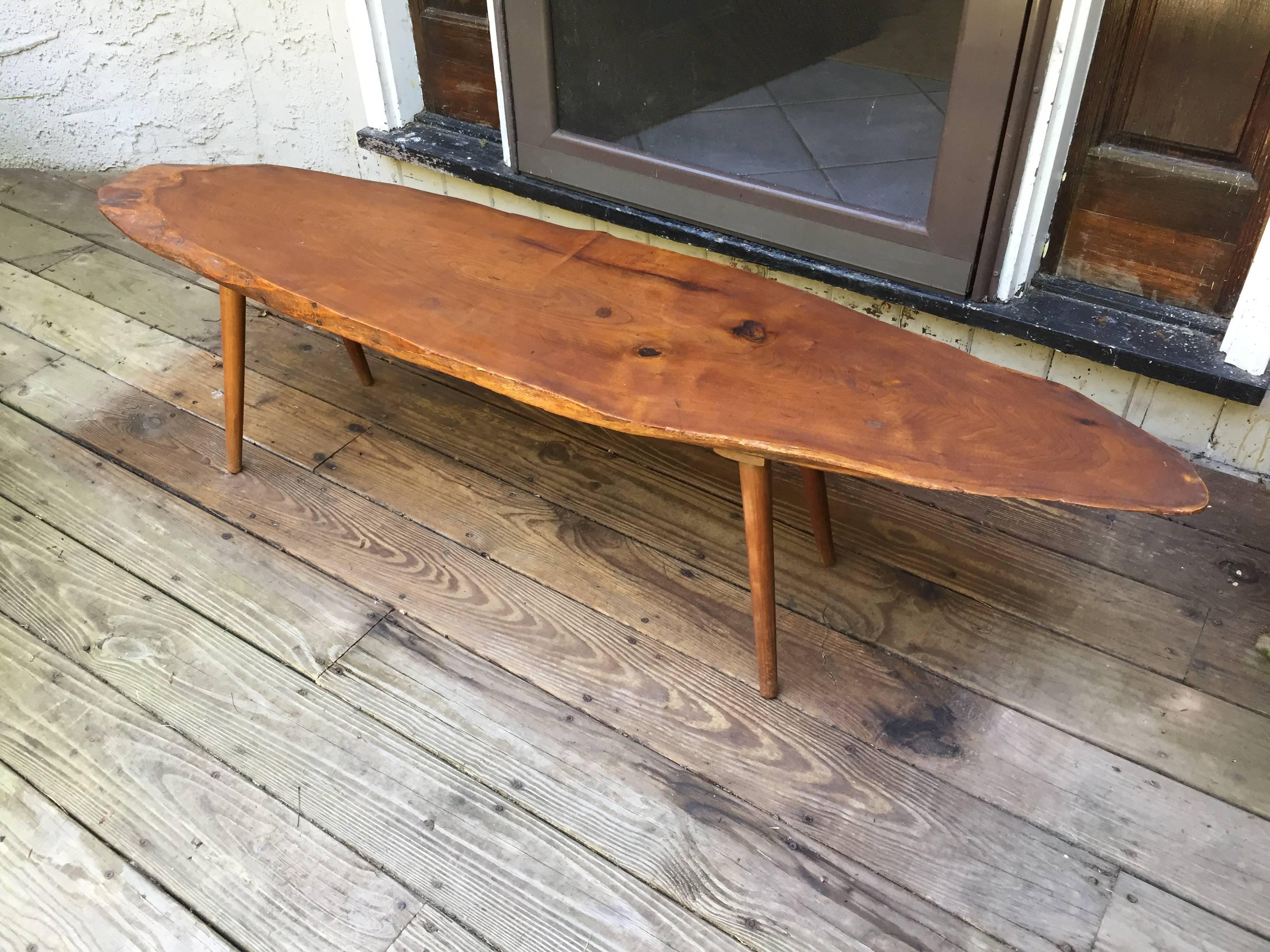 Hand-Carved Roy Sheldon Free Edge Cocktail or Coffee Table For Sale