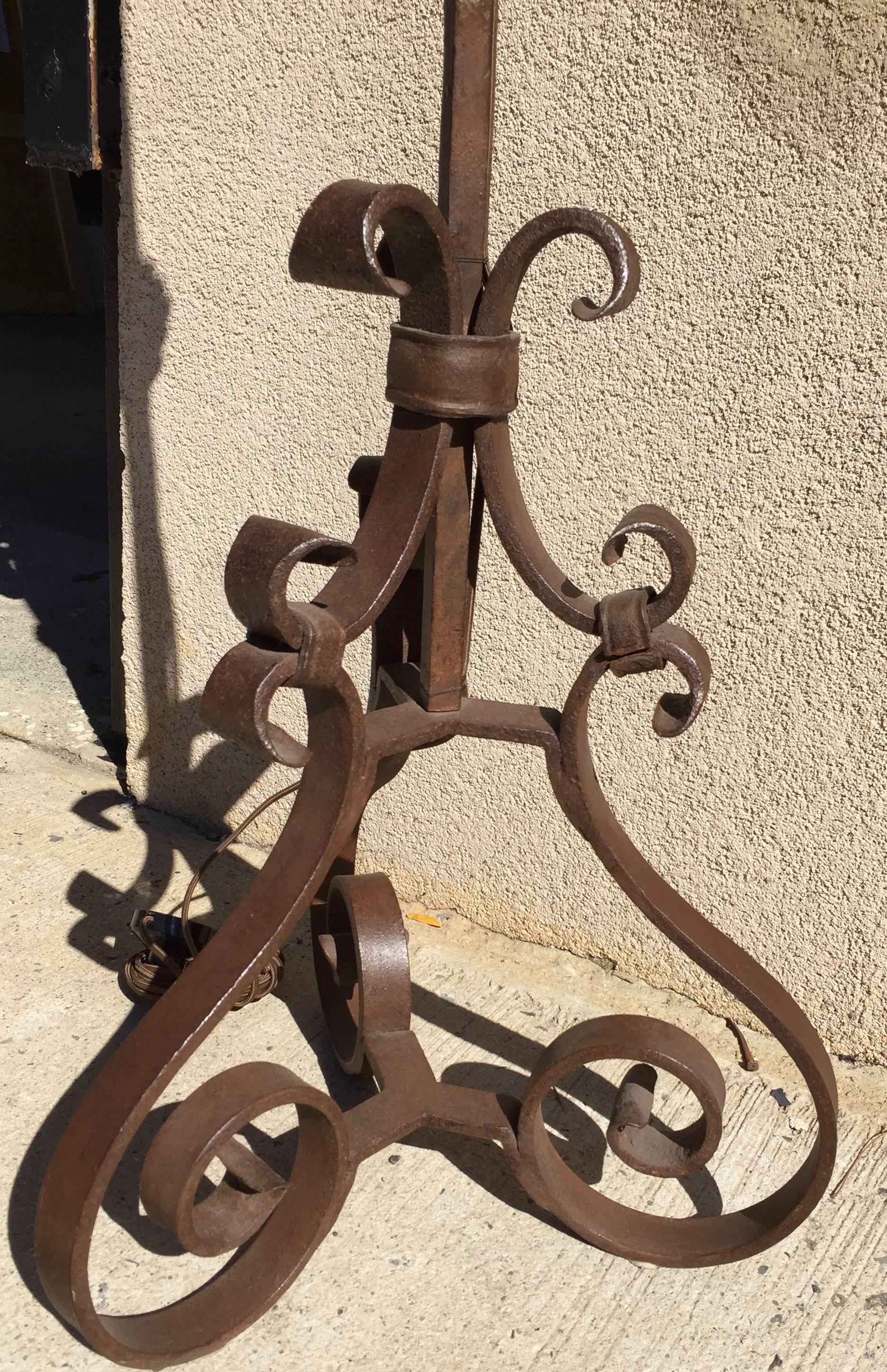 Pair of American Arts and Crafts Wrought Iron Floor Lamps 1