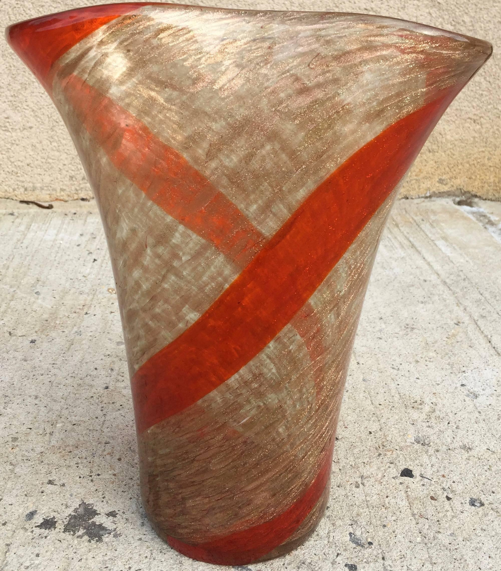 Italian Large Fratelli Toso Glass Vase For Sale