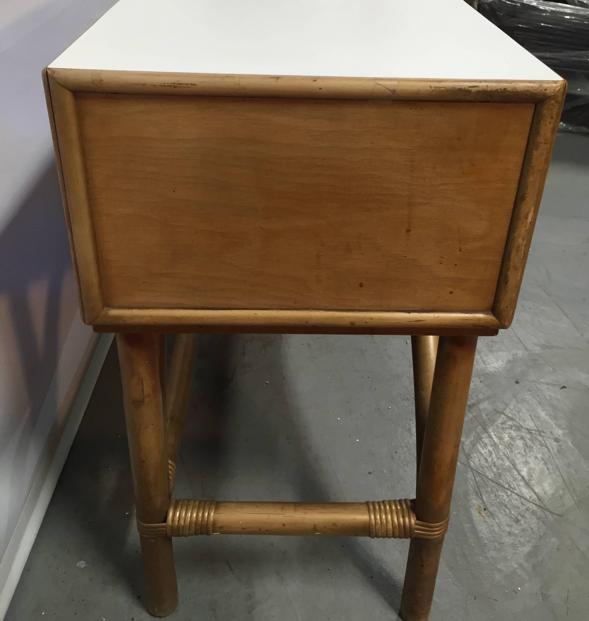 Birch and Rattan Console Table by Tommi Parzinger In Good Condition In Brooklyn, NY