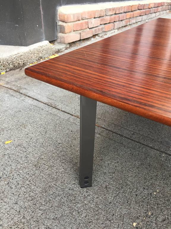 Italian Rosewood and Aluminum Low Coffee Table In Good Condition For Sale In Brooklyn, NY