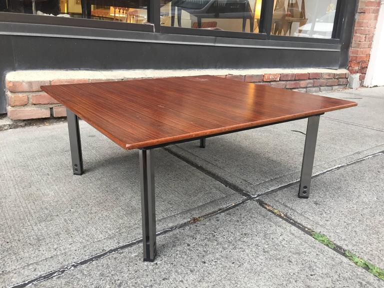 Italian Rosewood and Aluminum Low Coffee Table For Sale 1