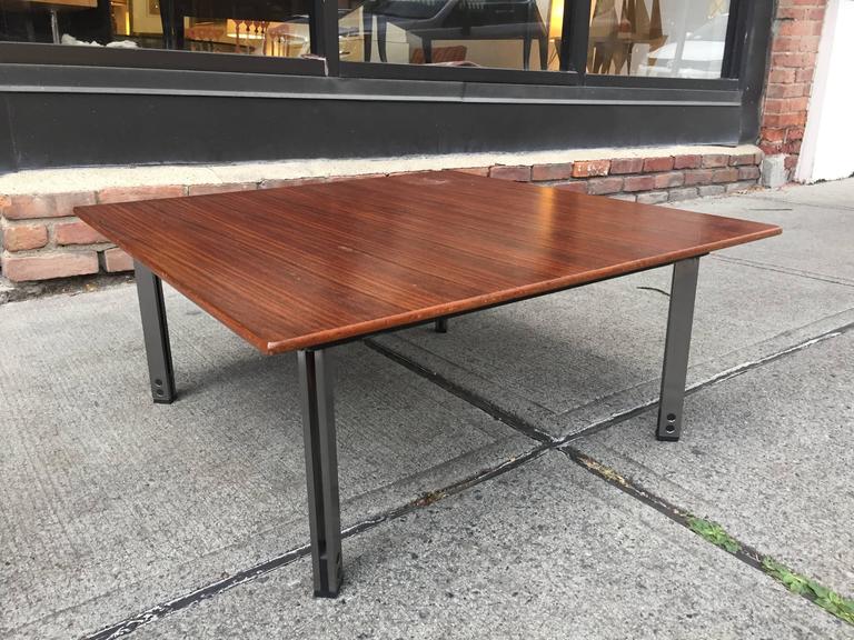 Italian Rosewood and Aluminum Low Coffee Table For Sale 2