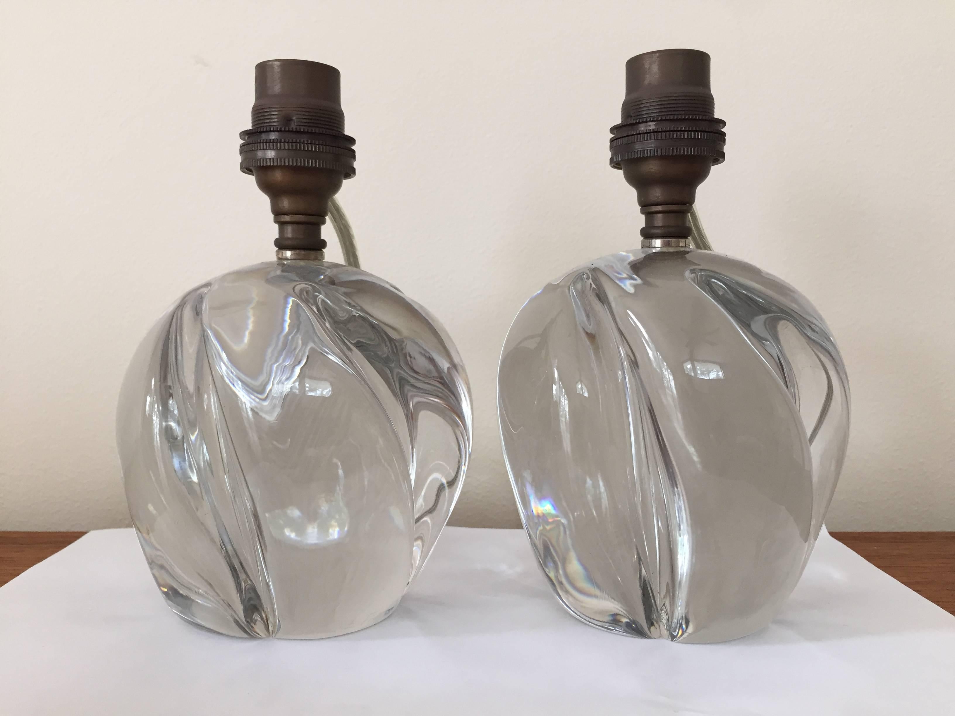 French Pair of Daum Bedside Lamps