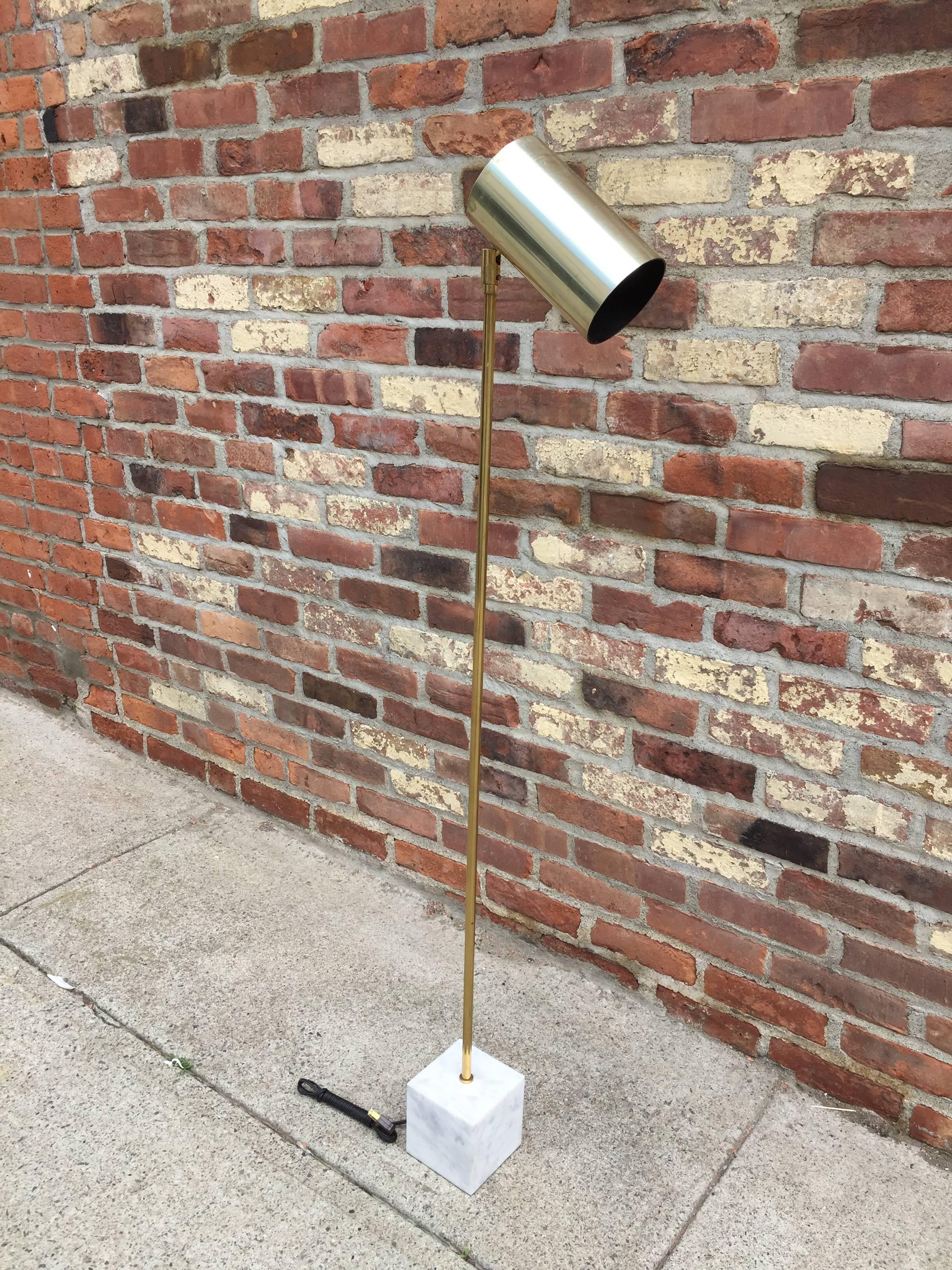 Classic design. Marble base with chromed stem and cone shade.