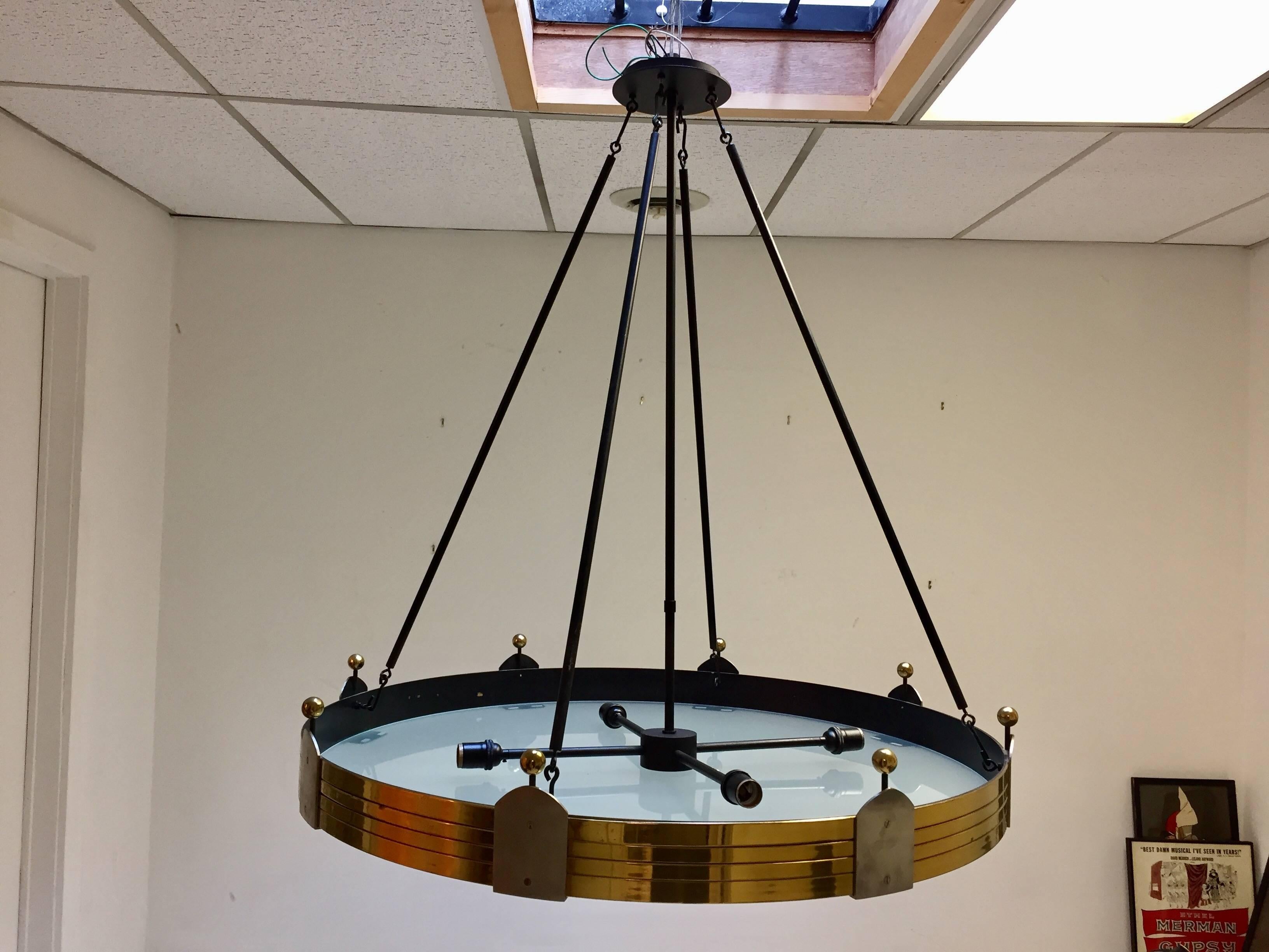 Etched Tommi Parzinger Originals (attributed) Chandelier