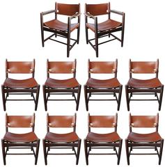 Set of Ten Danish Leather Chairs