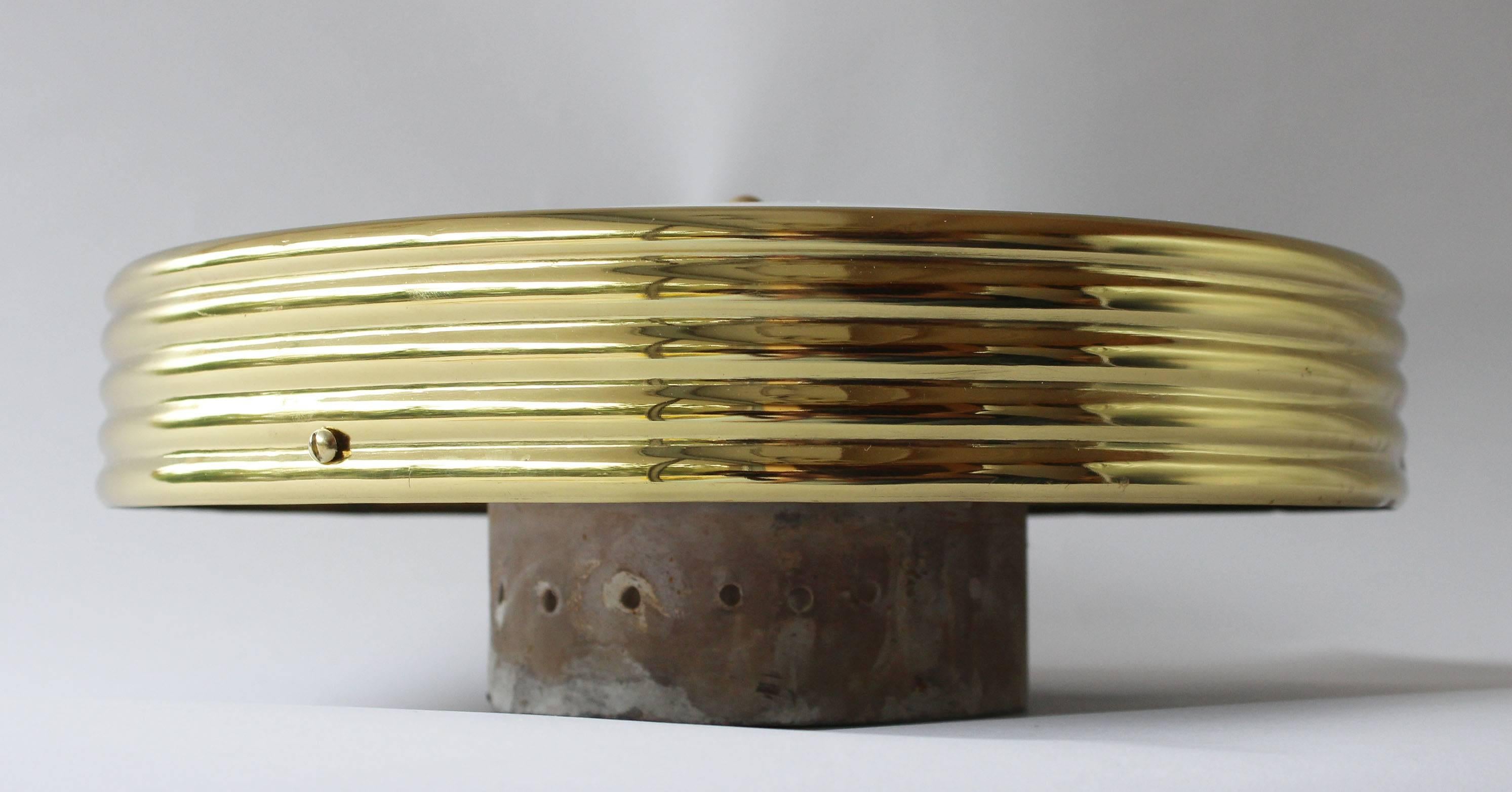 Mid-20th Century Pair of Italian Brass Ceiling Lights For Sale