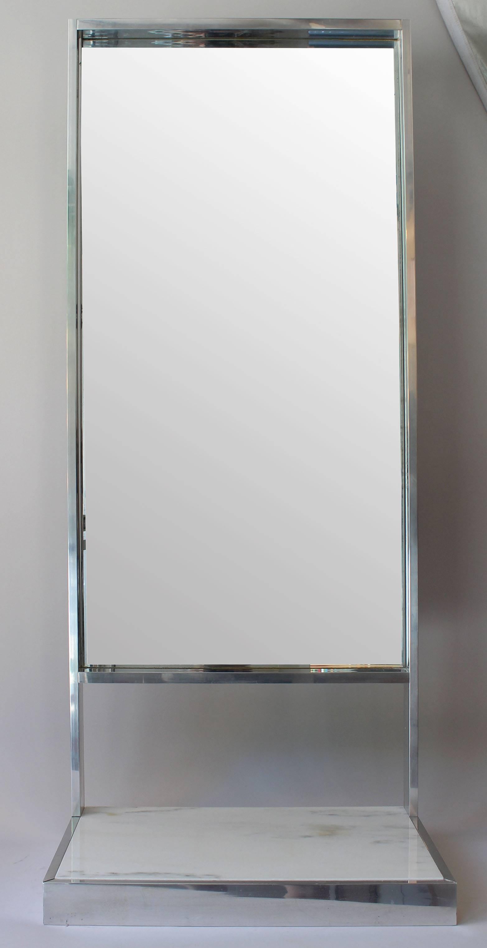 Mid-Century Modern Wall Mirror with Shelf