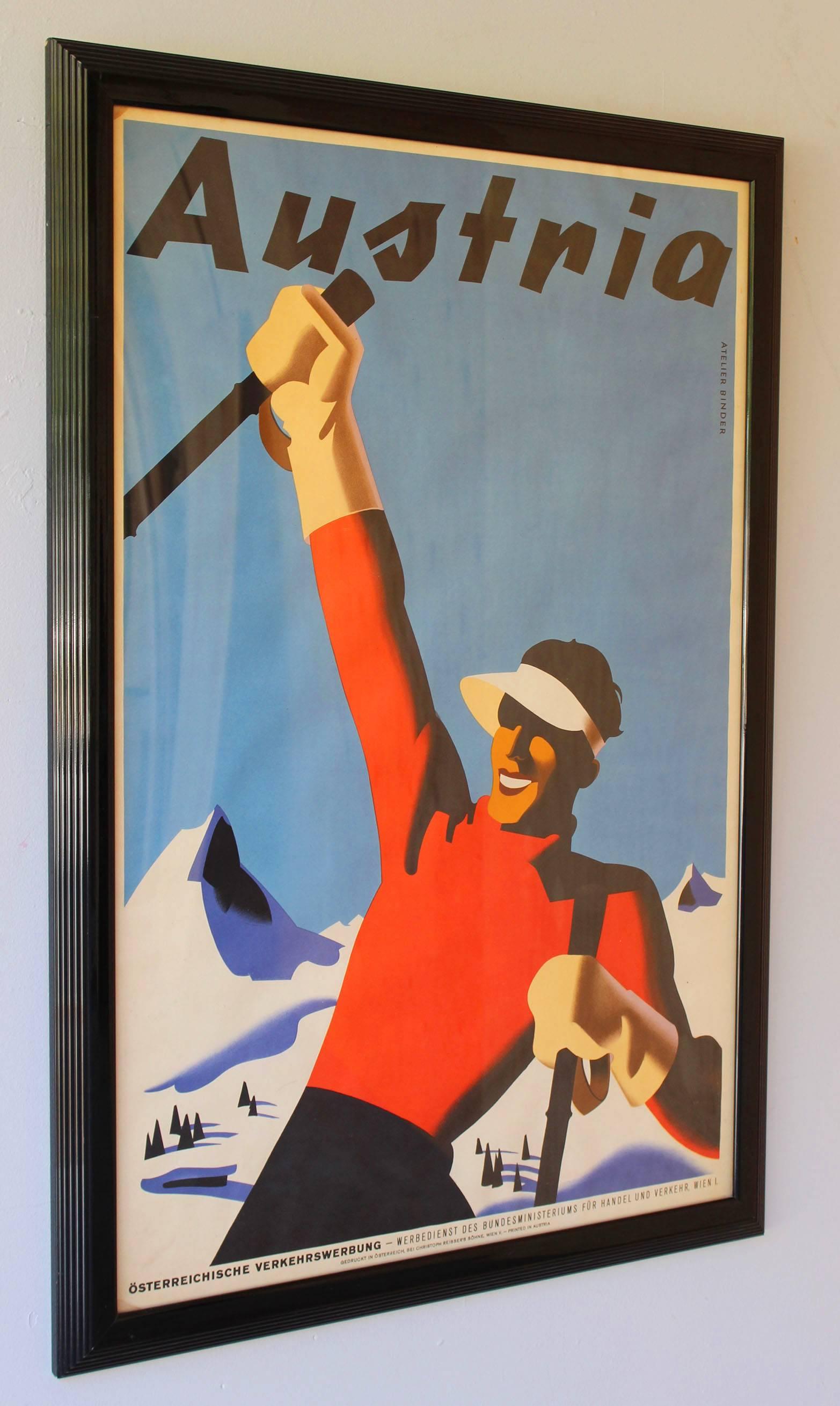 Mid-Century Modern Austria Ski Poster