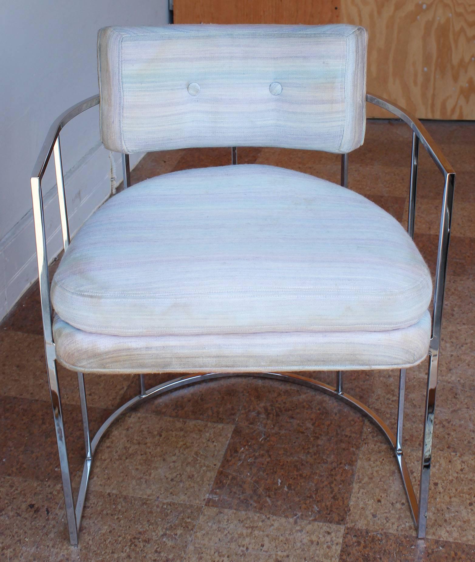 Mid-Century Modern Pair of Milo Baughman Barrel Chairs
