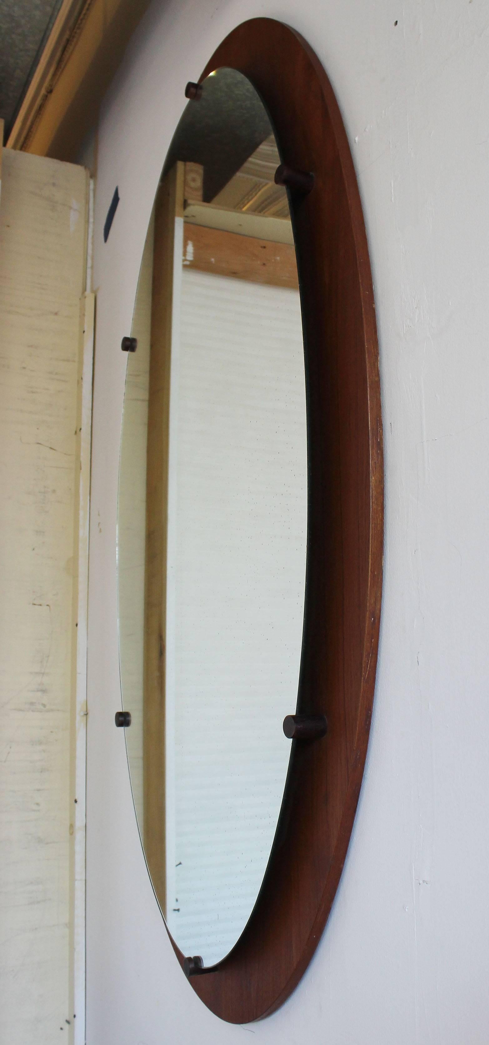 Italian Teak and Rosewood Mirror In Good Condition In Southampton, NY
