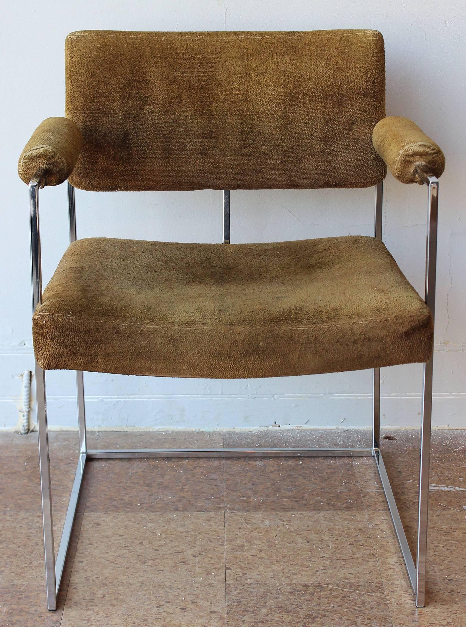 Mid-Century Modern Pair of Milo Baughman Chrome Chairs