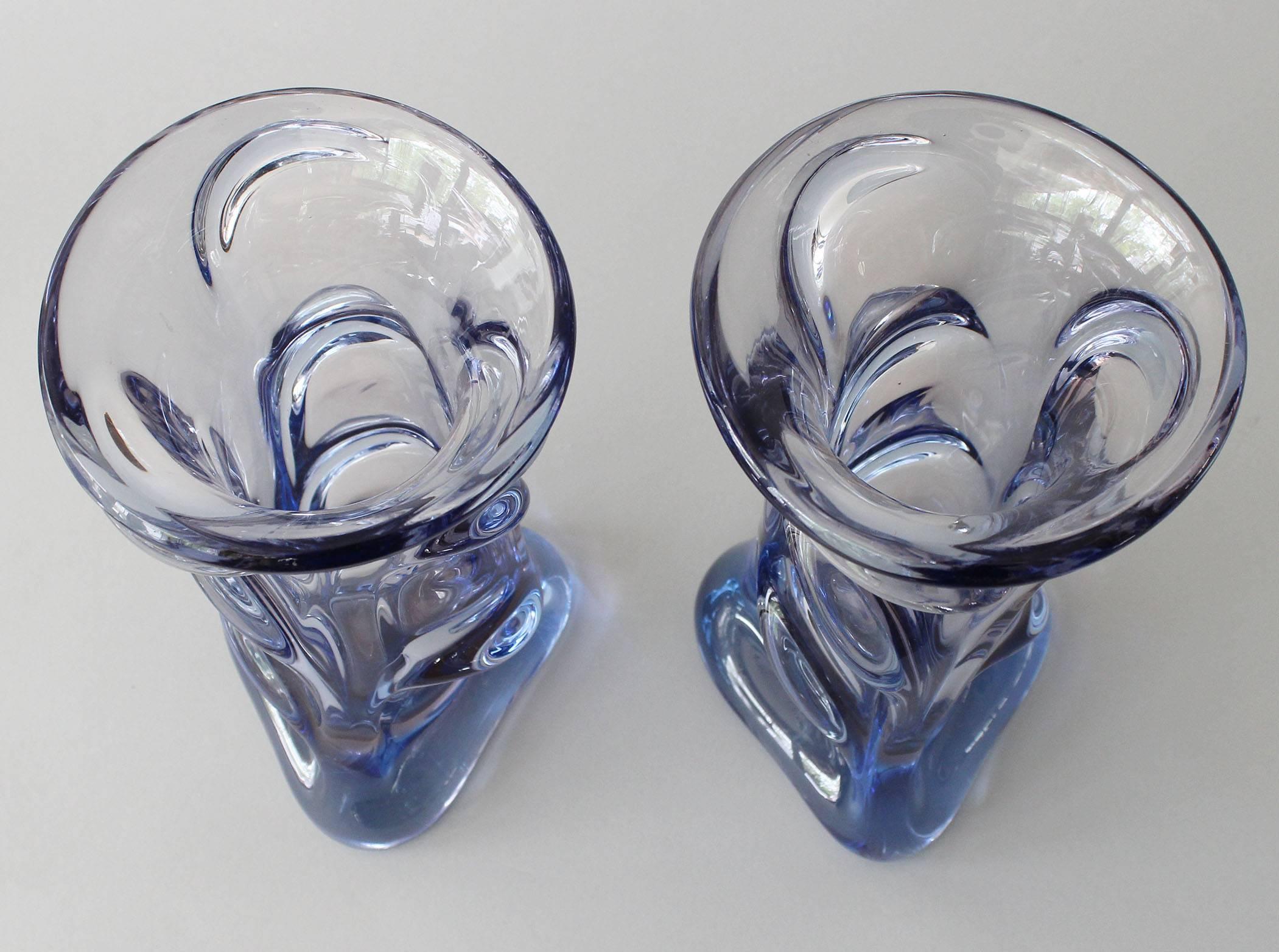 Mid-Century Modern Pair of Swedish Glass Vases