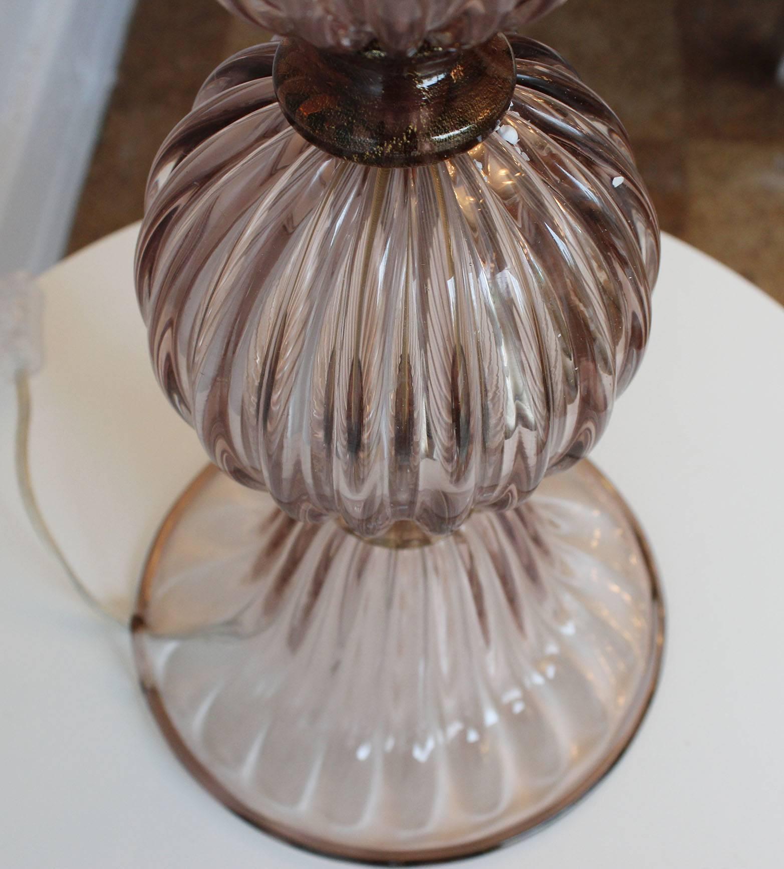 Pair of Murano Amethyst Tassel Lamps In Excellent Condition For Sale In Southampton, NY