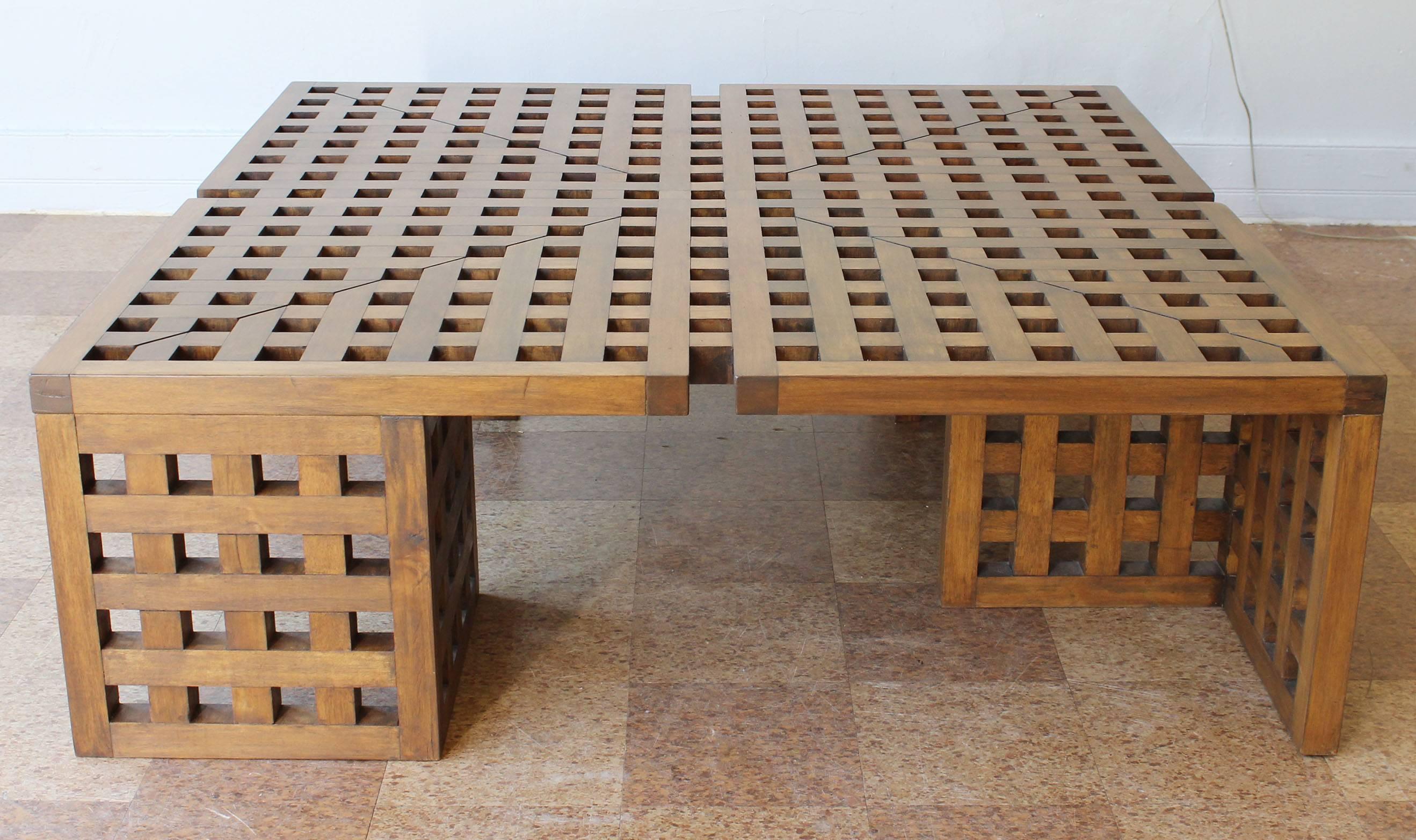 Mid-Century Modern Italian Grid Coffee Table