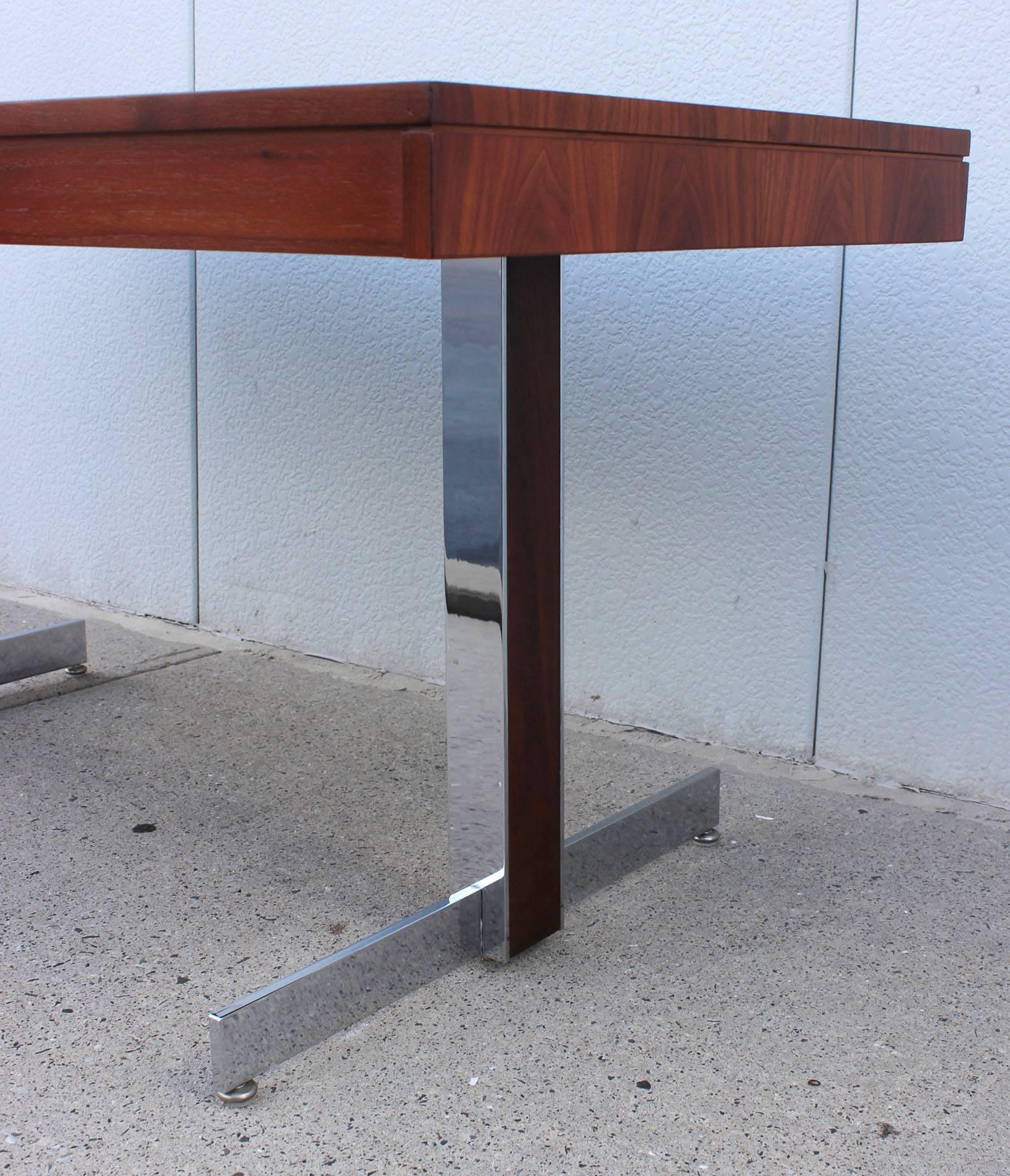 American Rosewood and Chrome Desk For Sale