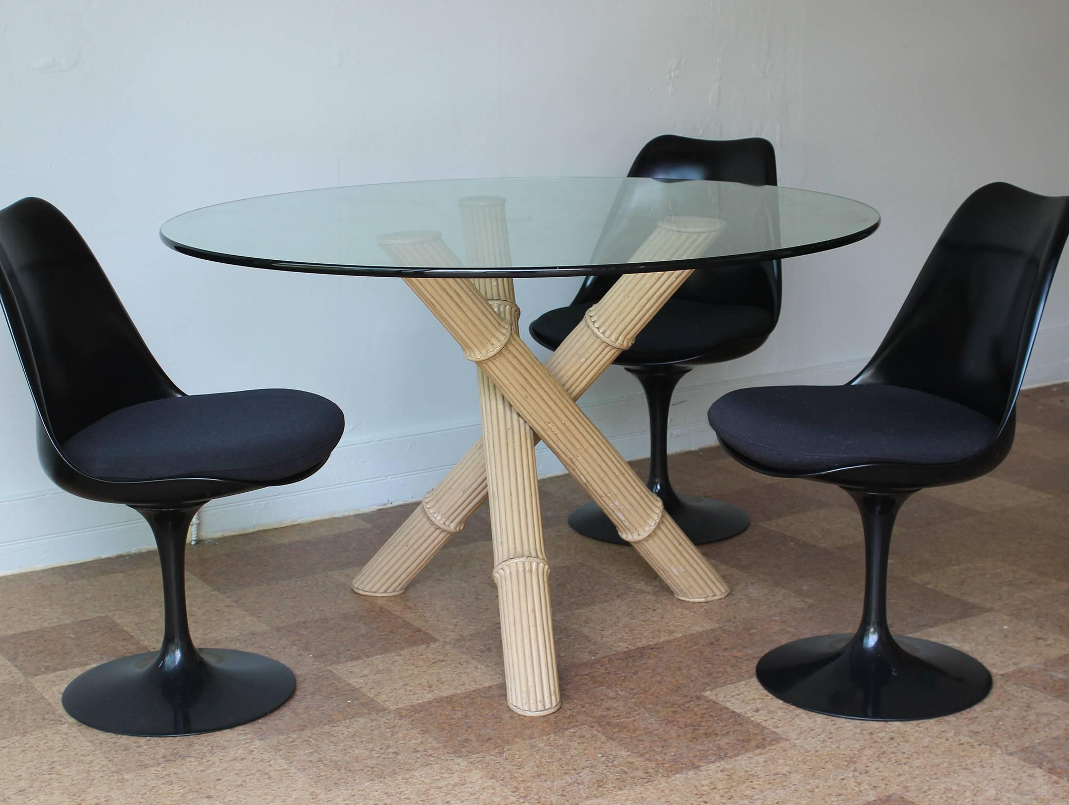 Mid-Century Modern Italian Bamboo Tripod Dining Table For Sale
