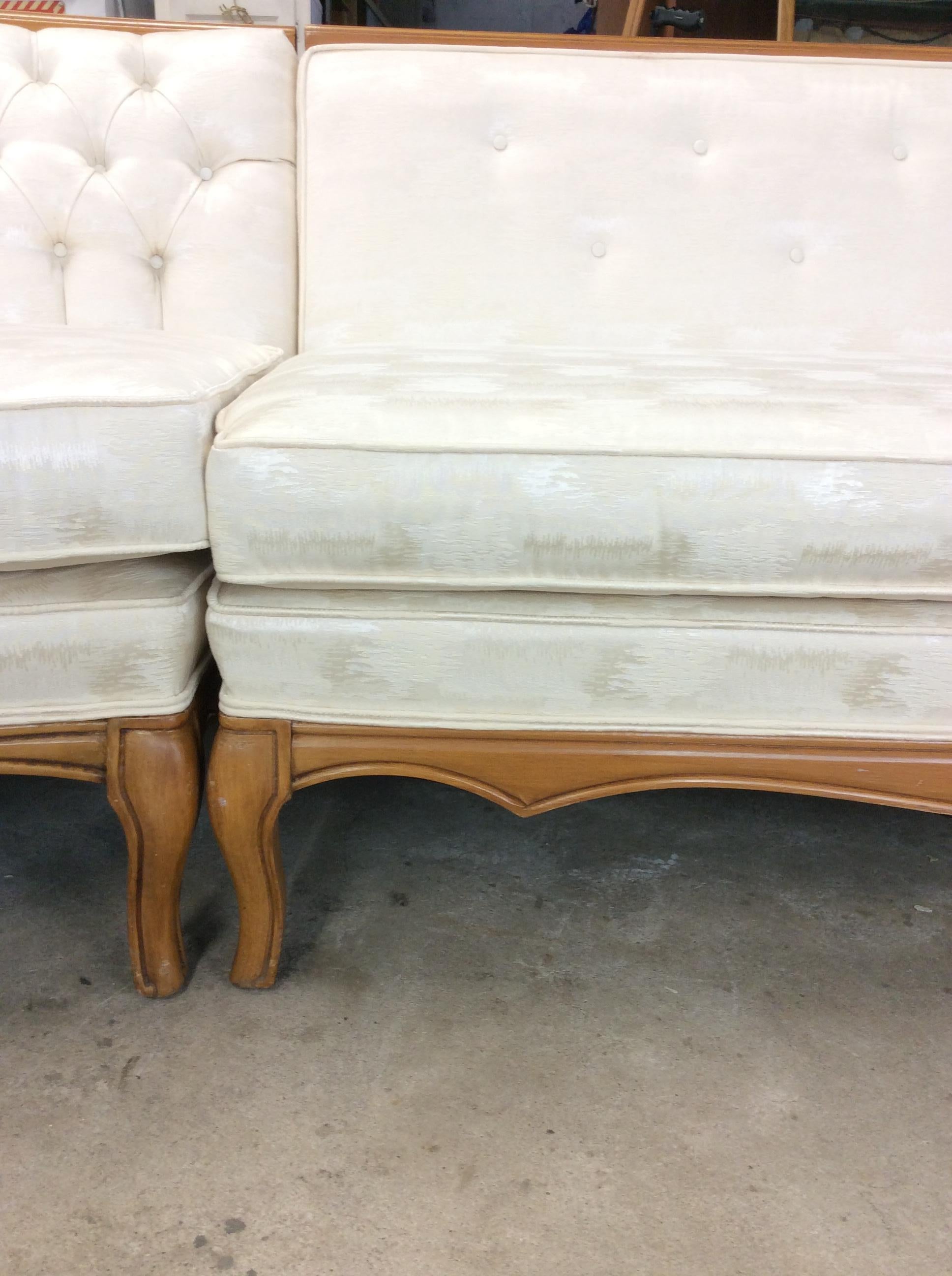 Mid Century Modern Three Piece Sectional Sofa with Vintage Upholstery For Sale 3