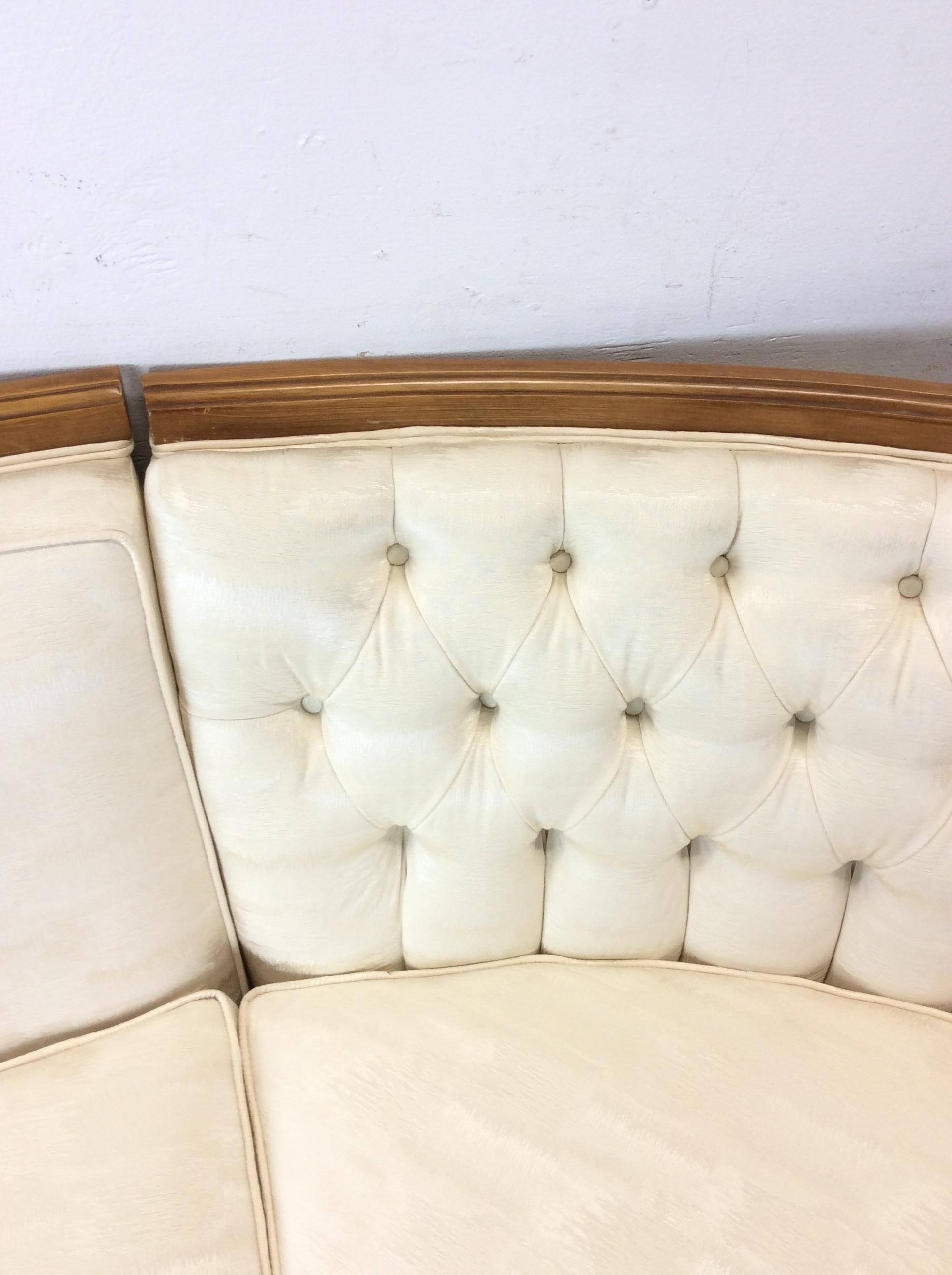 Mid Century Modern Three Piece Sectional Sofa with Vintage Upholstery For Sale 5