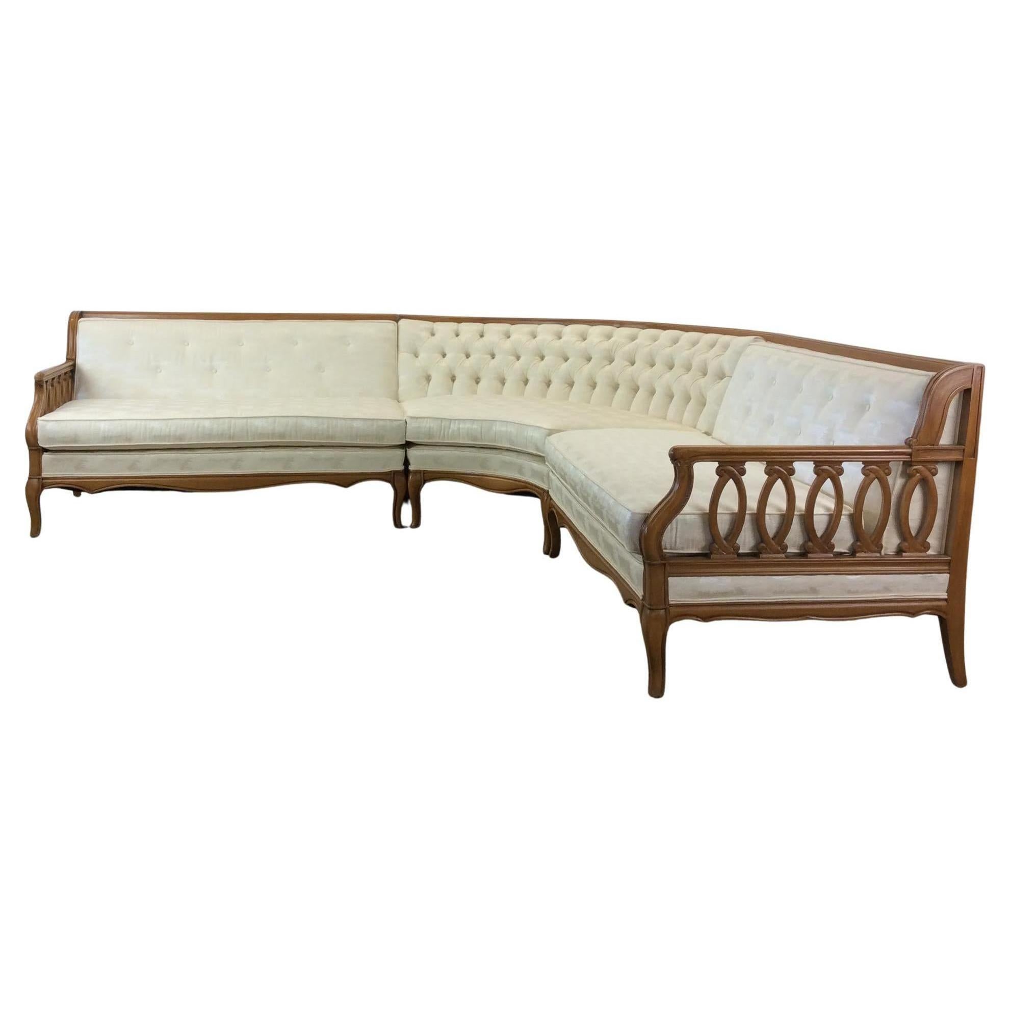 Mid Century Modern Three Piece Sectional Sofa with Vintage Upholstery For Sale