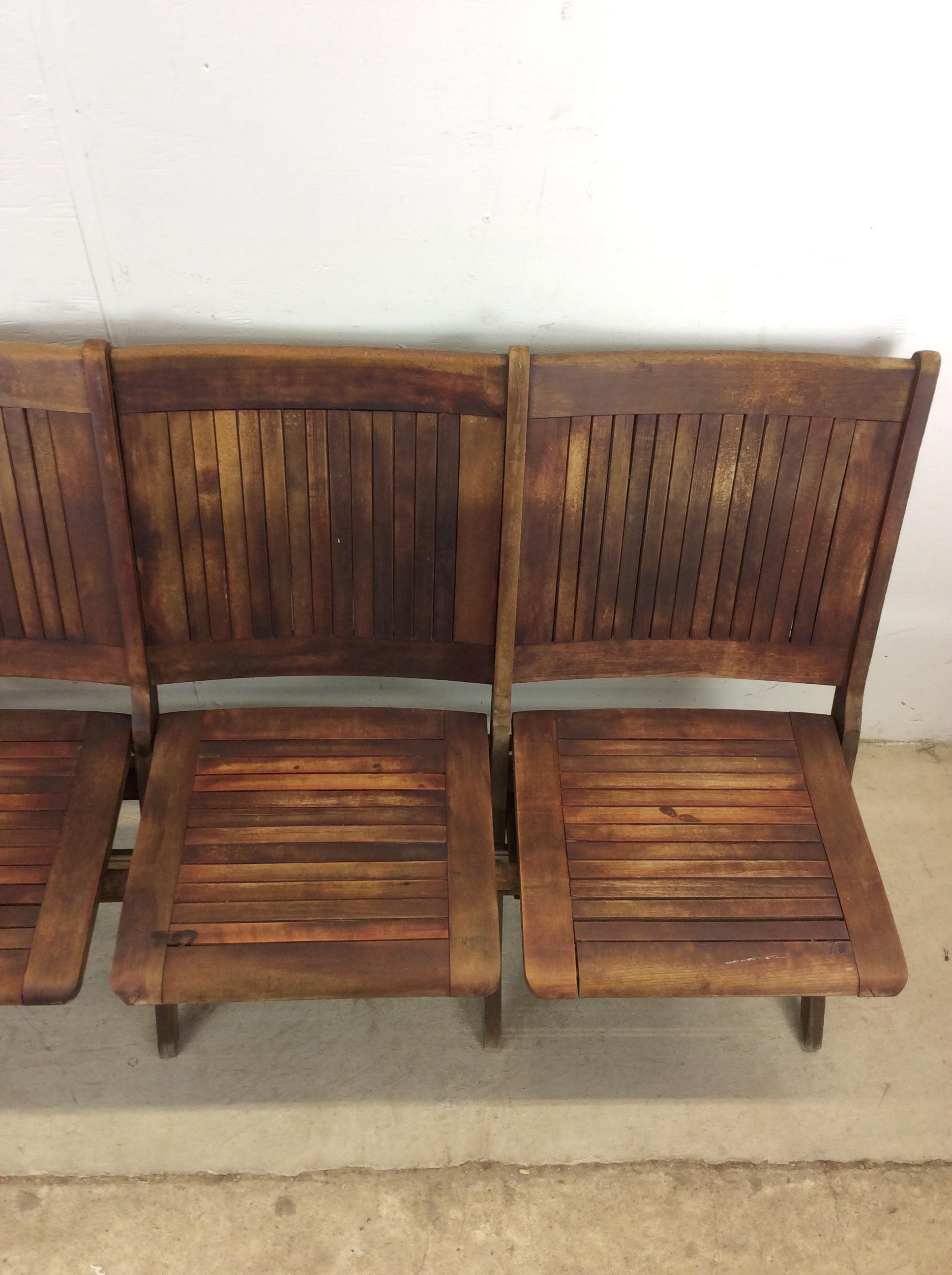 Antique Set of Four Folding Theater Seats In Good Condition For Sale In Freehold, NJ