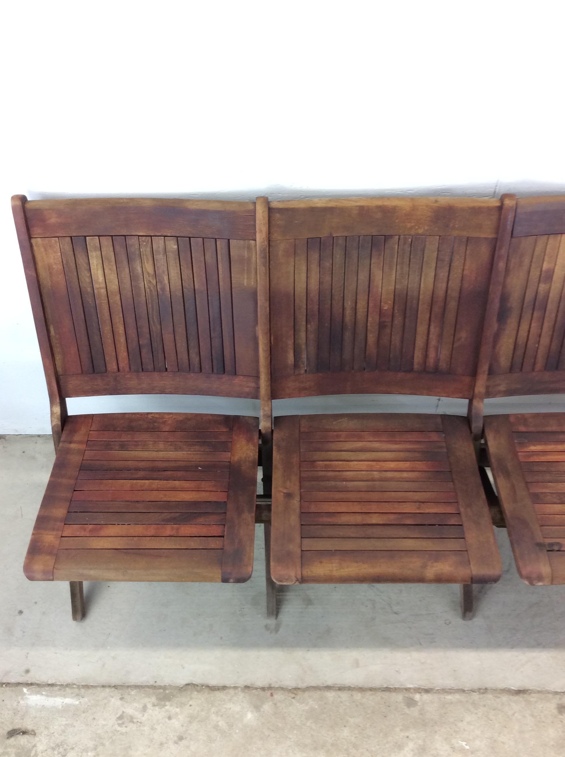 20th Century Antique Set of Four Folding Theater Seats For Sale