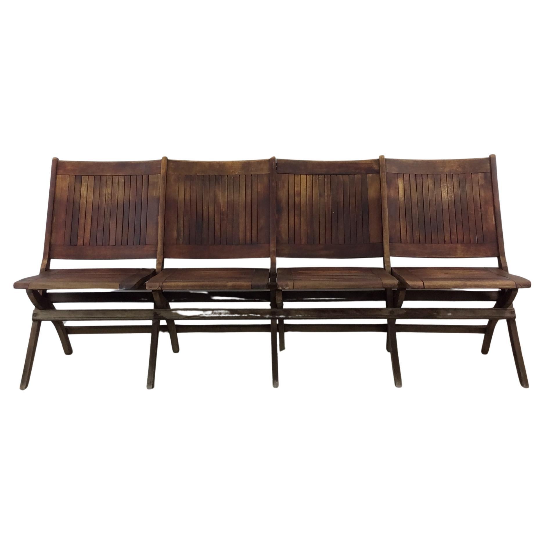 Antique Set of Four Folding Theater Seats