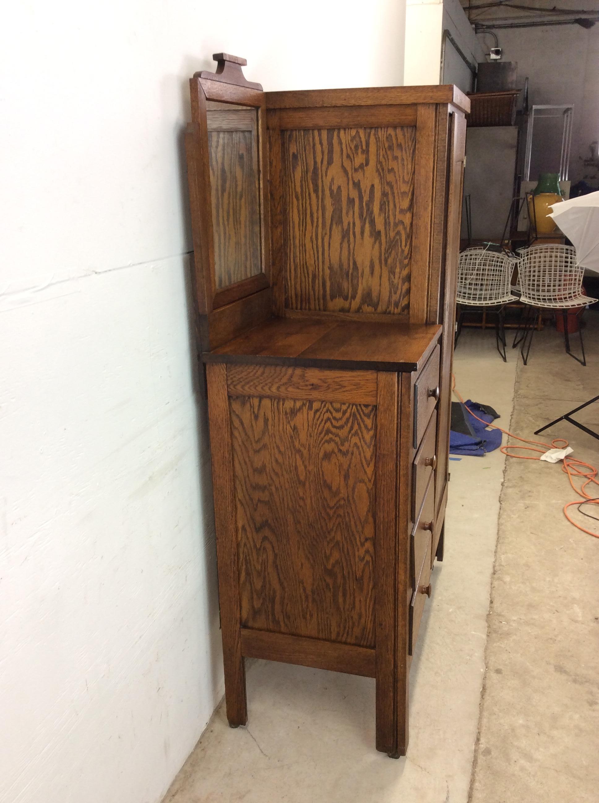 Armoire Side by Side in Antique Oak con specchio in vendita 2