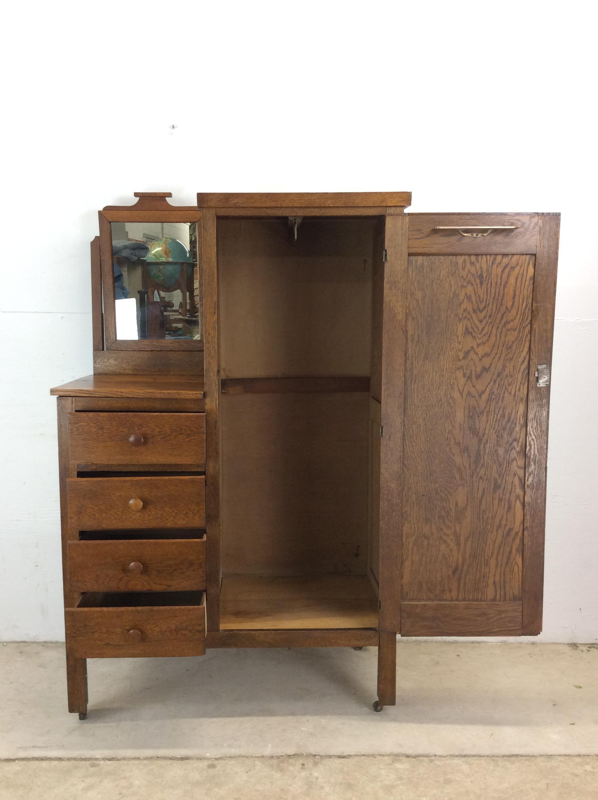 Armoire Side by Side in Antique Oak con specchio in vendita 4