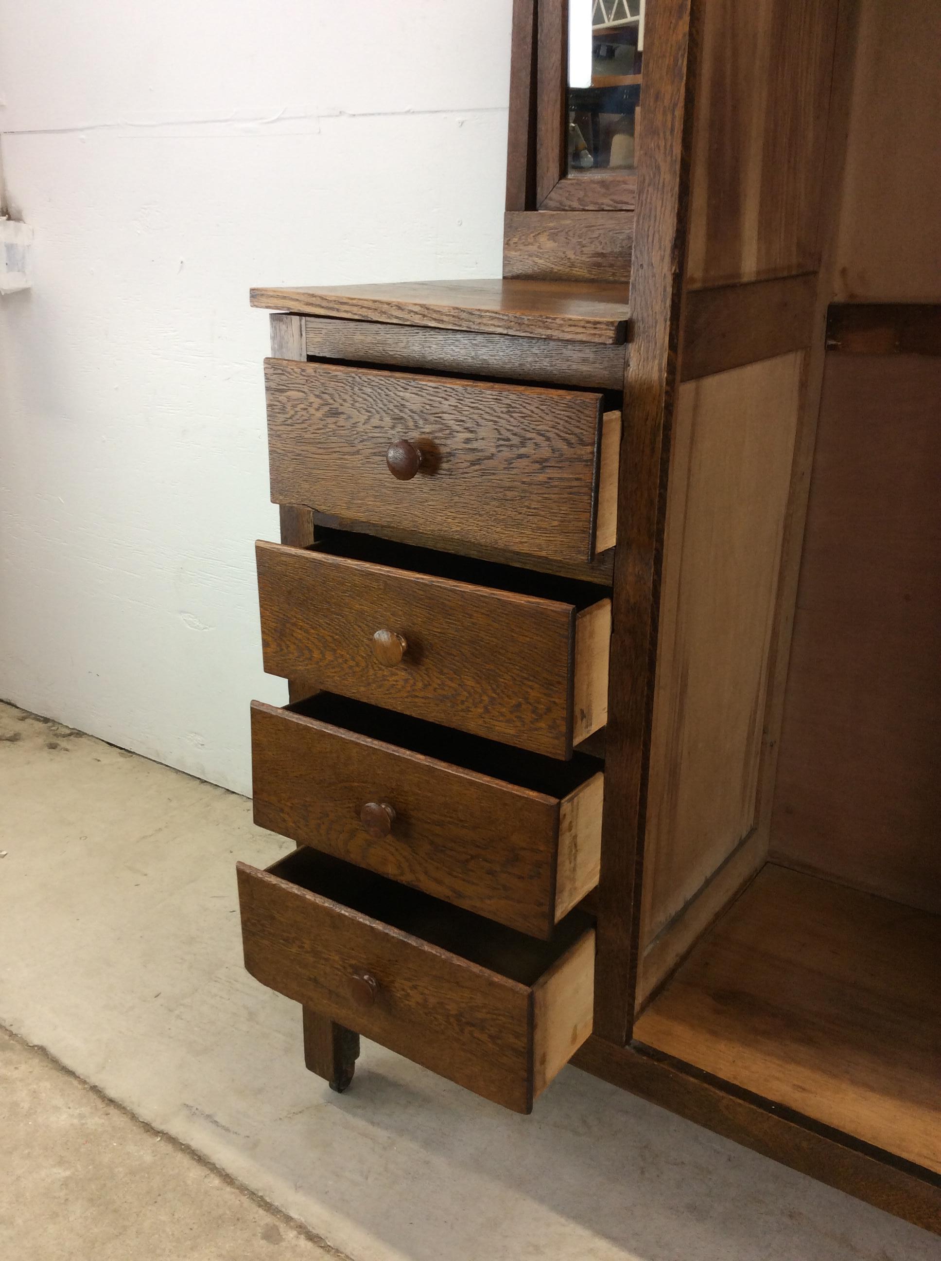 Armoire Side by Side in Antique Oak con specchio in vendita 6