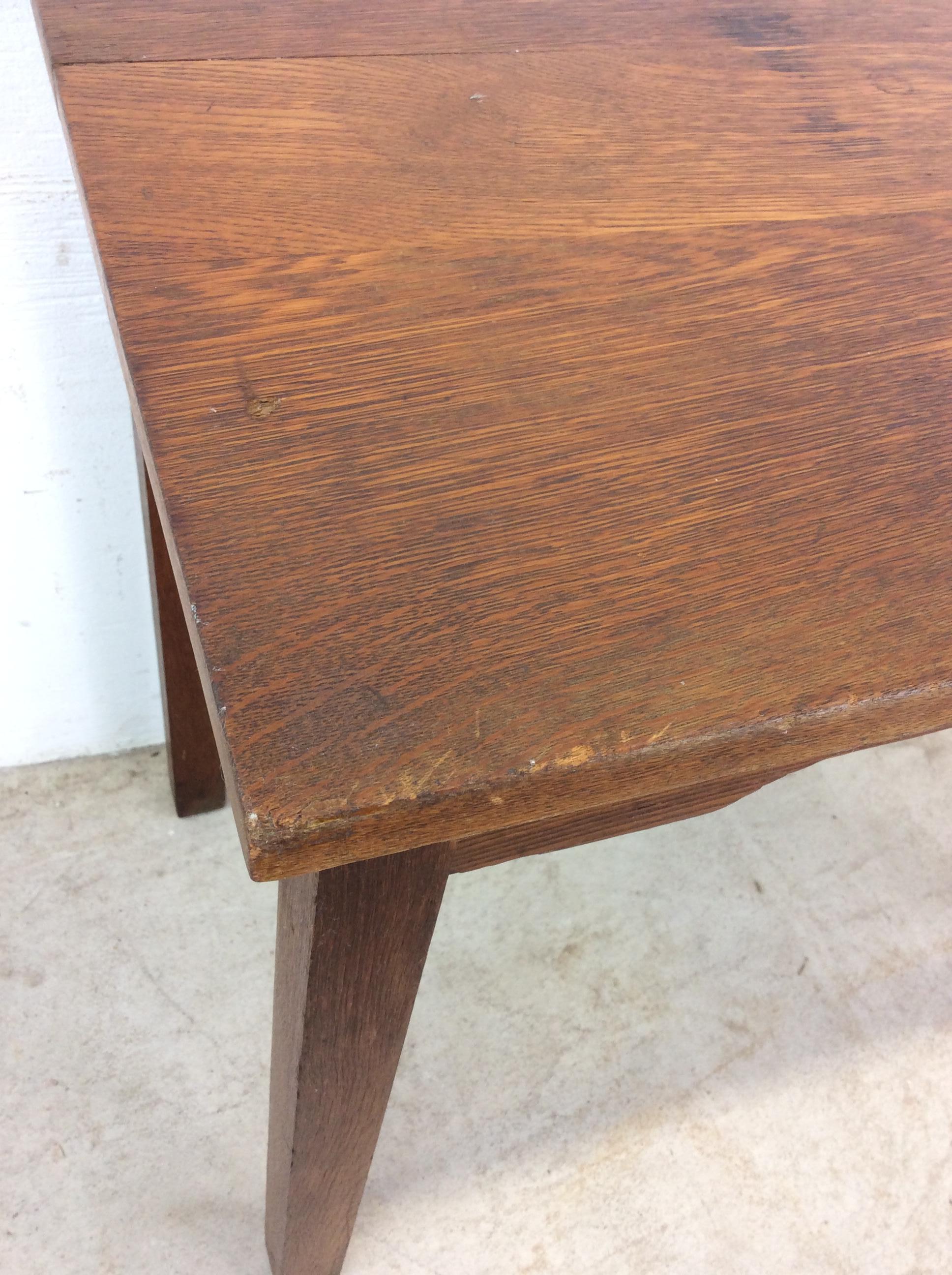 Antique Oak Writing Desk with Drawer & Leaf In Good Condition For Sale In Freehold, NJ
