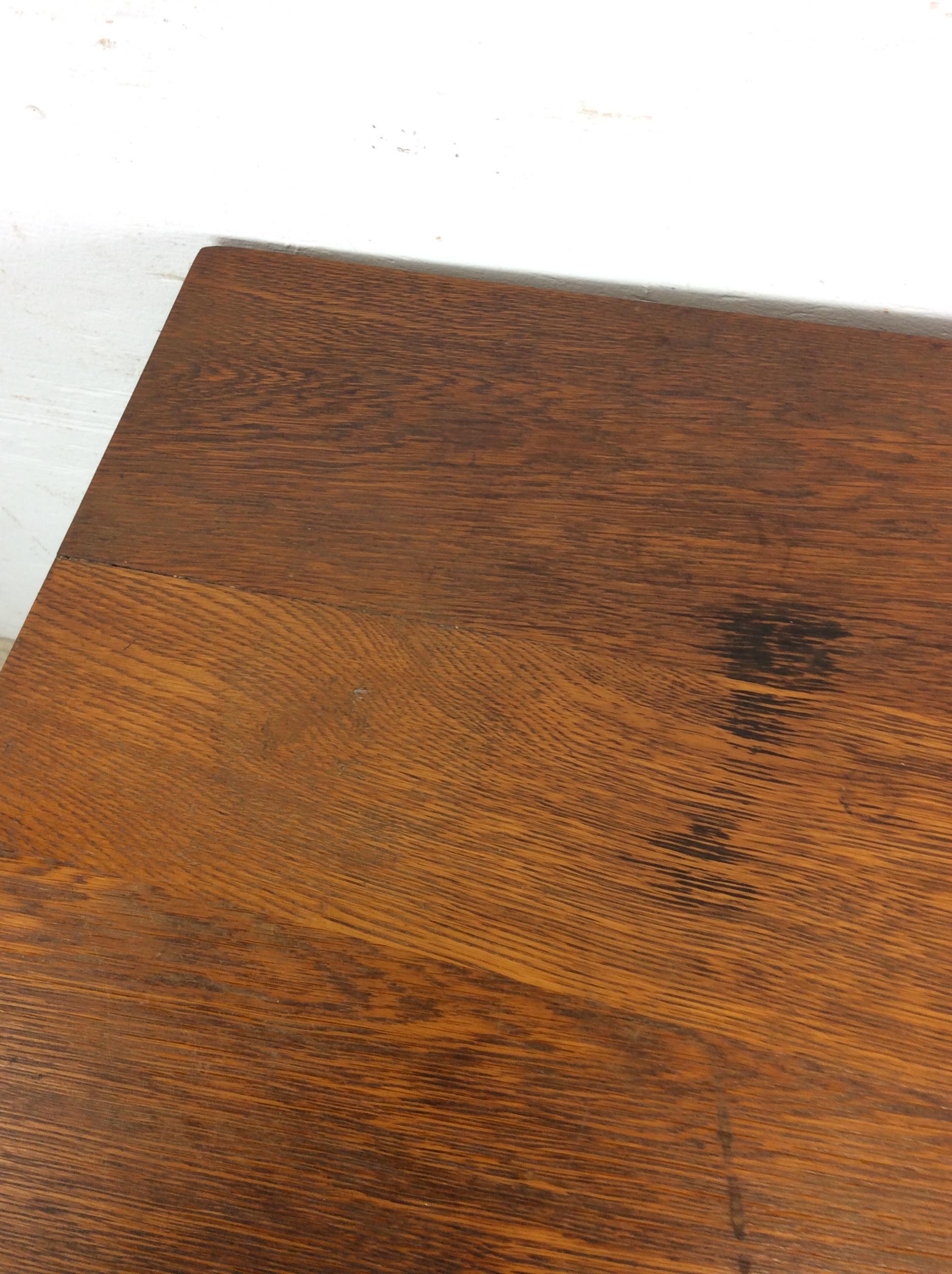 Antique Oak Writing Desk with Drawer & Leaf For Sale 1