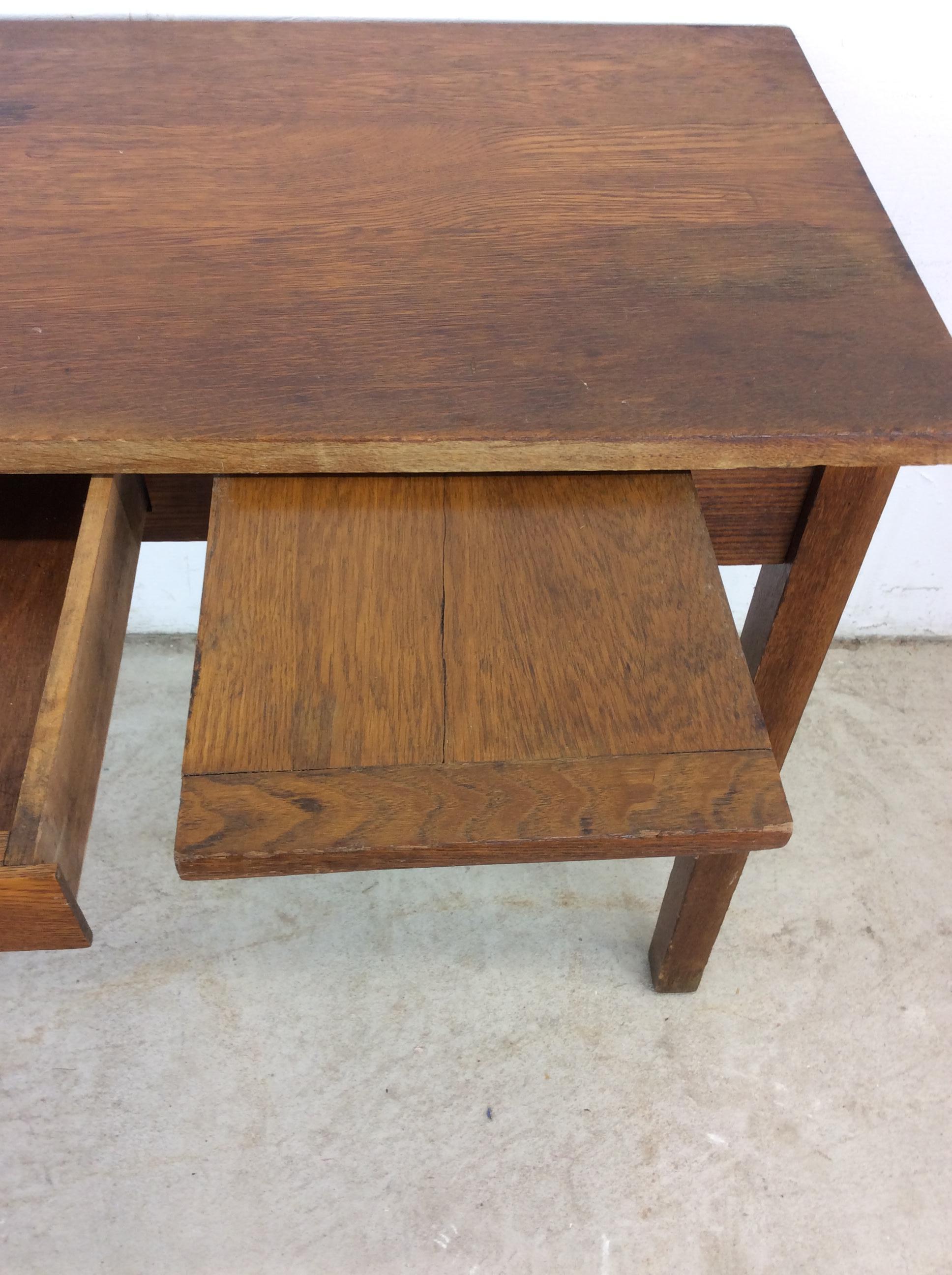 Antique Oak Writing Desk with Drawer & Leaf For Sale 6