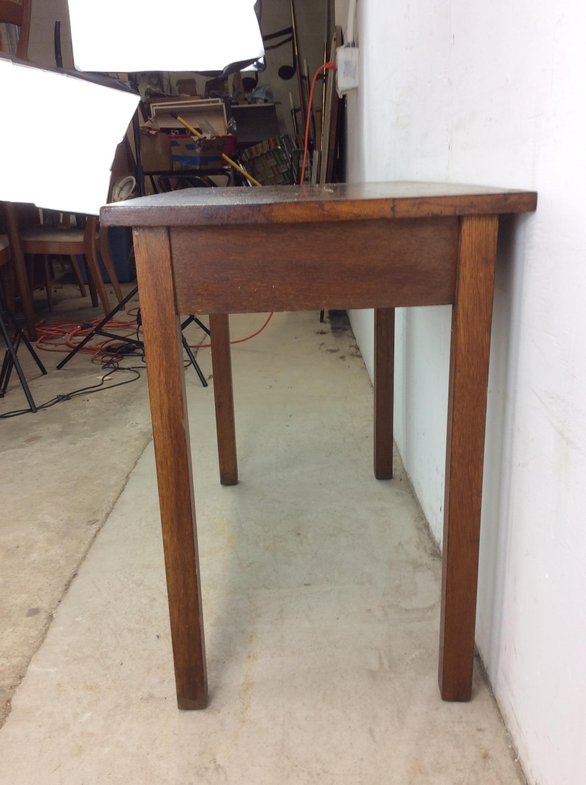 Antique Oak Writing Desk with Drawer & Leaf For Sale 9